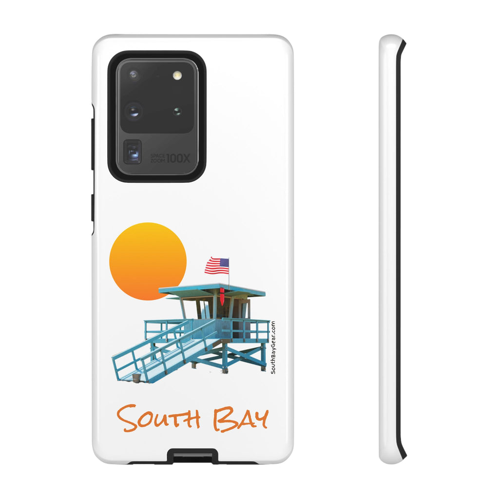 South Bay Lifeguard Stand with American Flag Tough Phone Cases