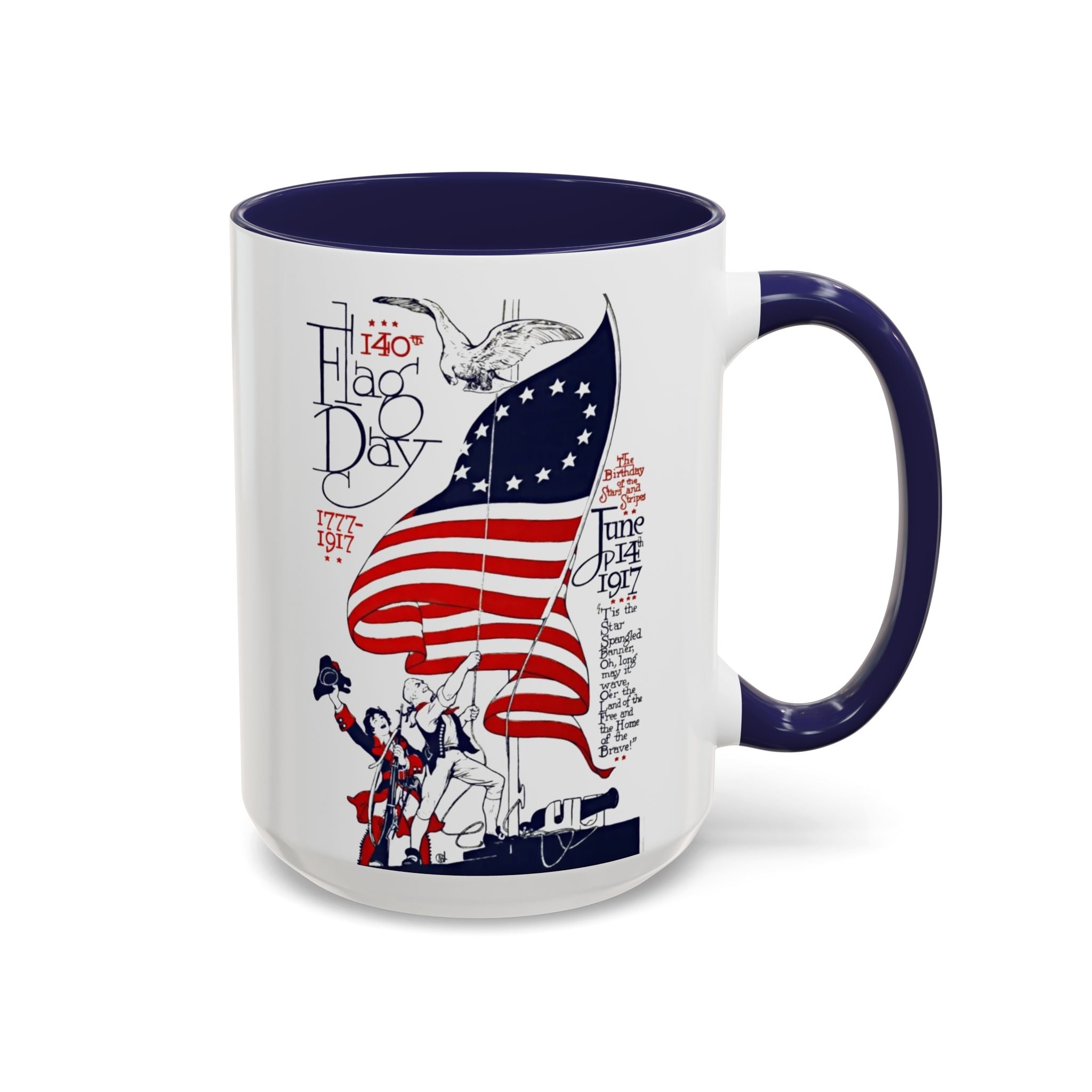 Flag Day Illustration Original Artwork 1917  Mug | American Flag Sailors Accent Coffee Mug