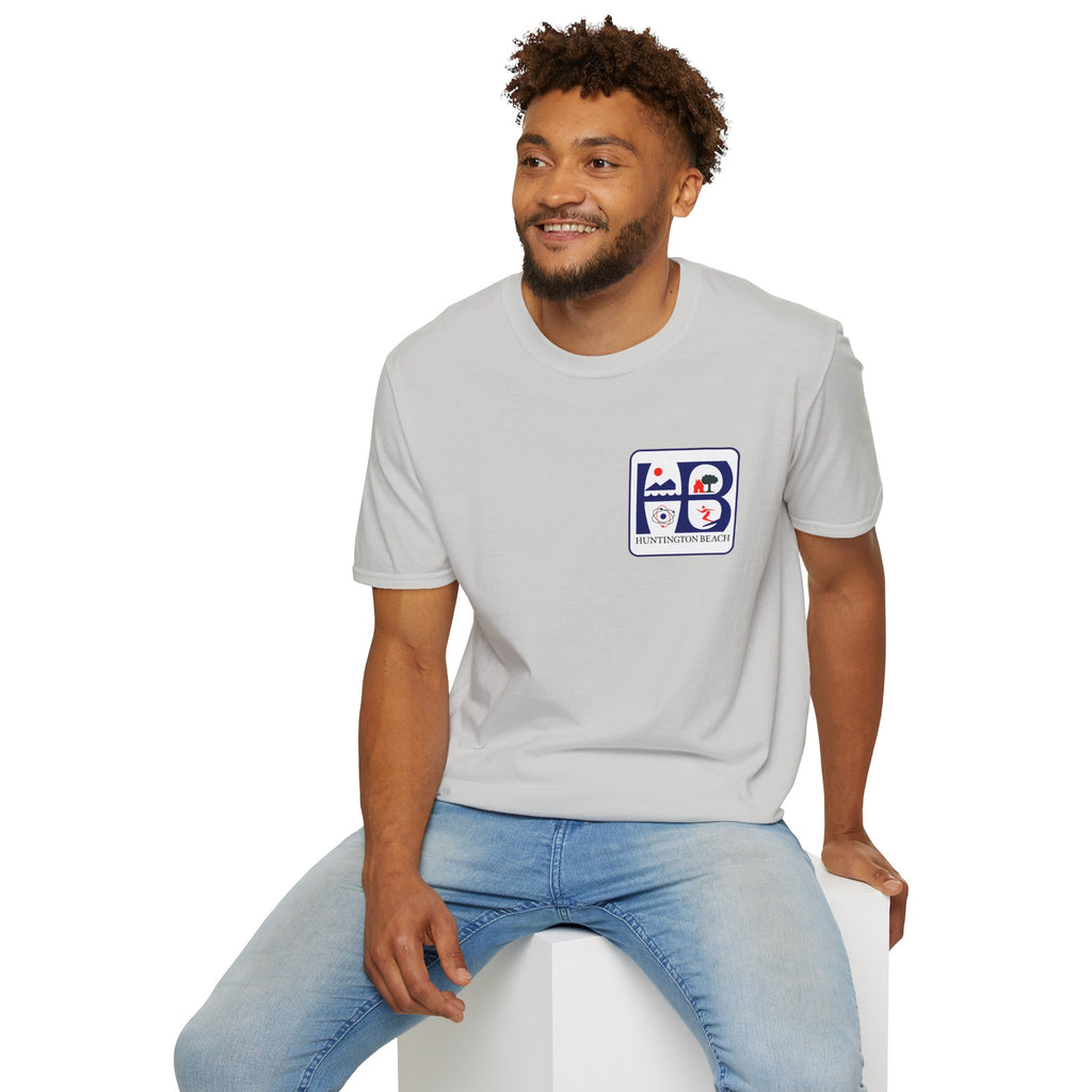 Huntington Beach Retro Logo T-Shirt — HB Surf & Sunset Tee (printed 3 side)
