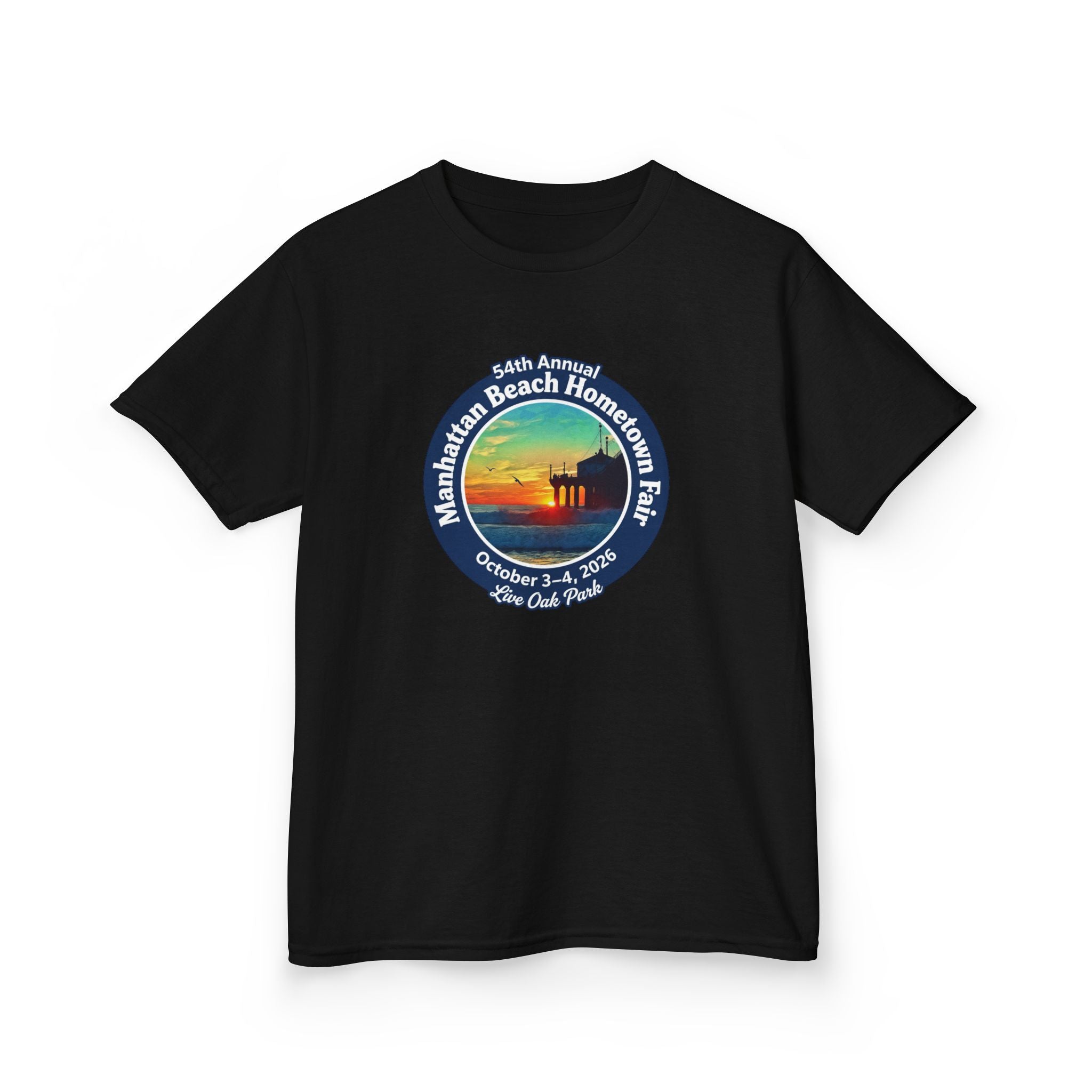 Kids Tee — Manhattan Beach Hometown Fair 2026 Sunset Logo