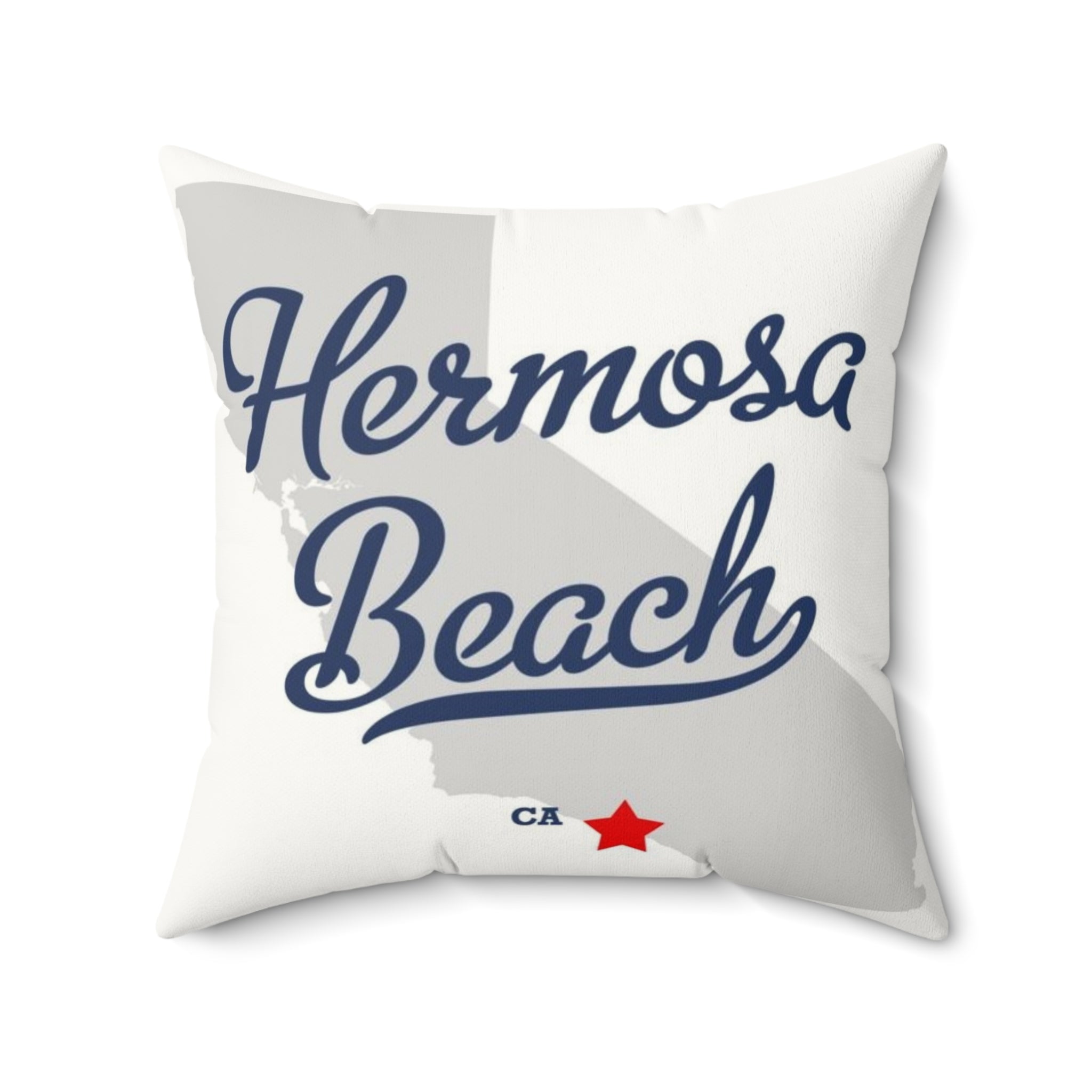 Hermosa Beach California Map - Faux Suede Square Pillow