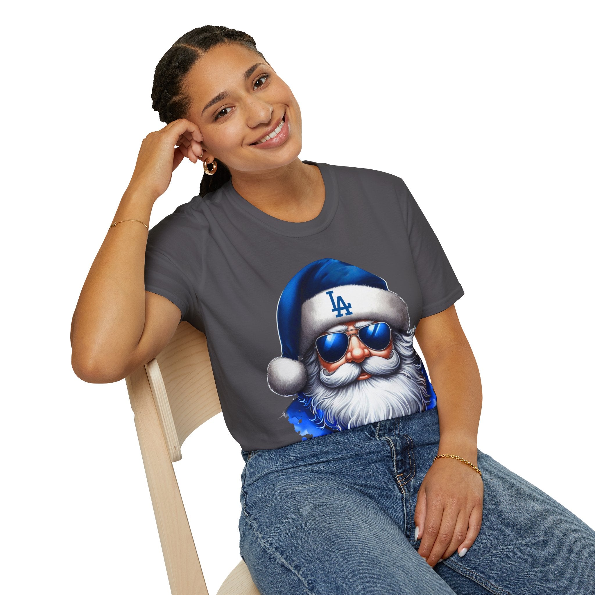 LA Dodgers Blue Santa T-Shirt — Cool Sunglasses Holiday Tee