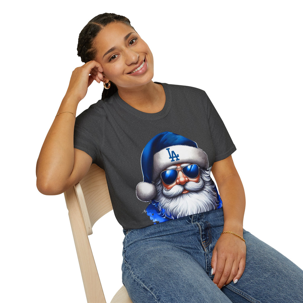 LA Dodgers Blue Santa T-Shirt — Cool Sunglasses Holiday Tee