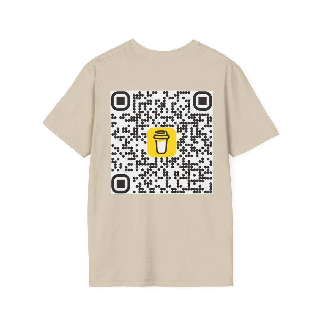 QR Code Coffee Cup T‑Shirt — Scan-to-Order Cafe Tee