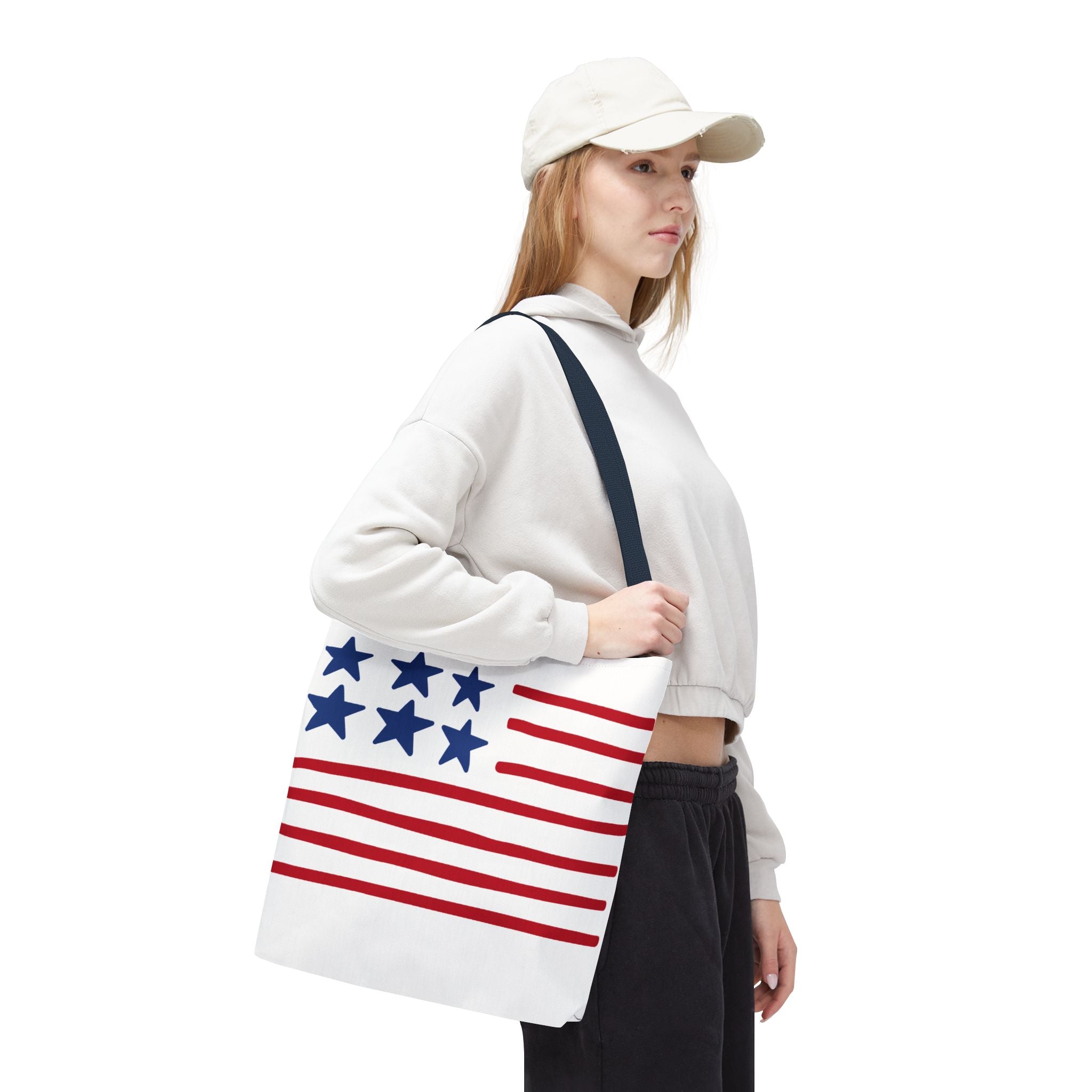 American Flag Stars & Stripes Tote Bag — Patriotic Canvas Beach Grocery Bag