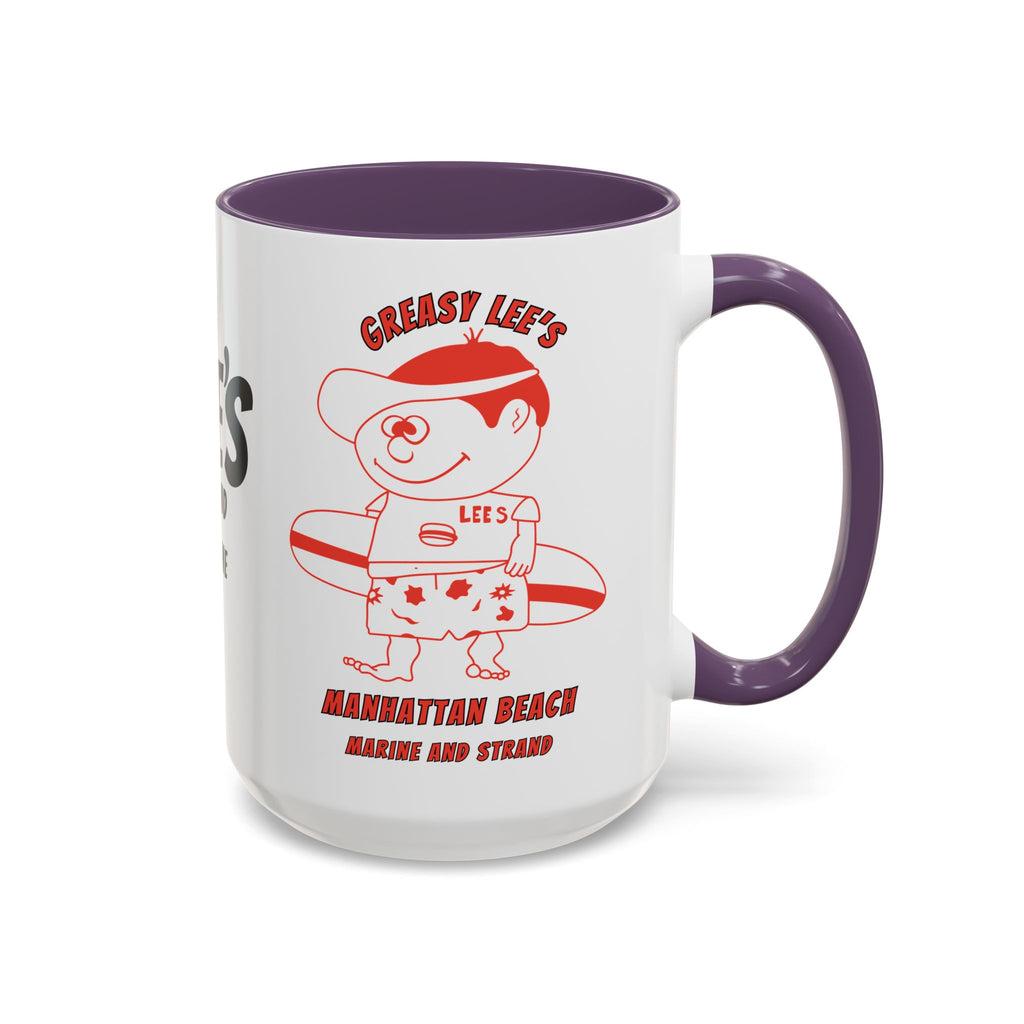 Greasy Lee's Surfer Logo Mug | Marine and Strand Manhattan Beach Old School  Accent Coffee Mug 11oz 15oz