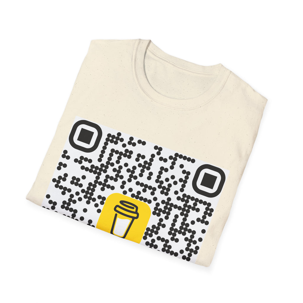 QR Code Coffee Cup T‑Shirt — Scan-to-Order Cafe Tee