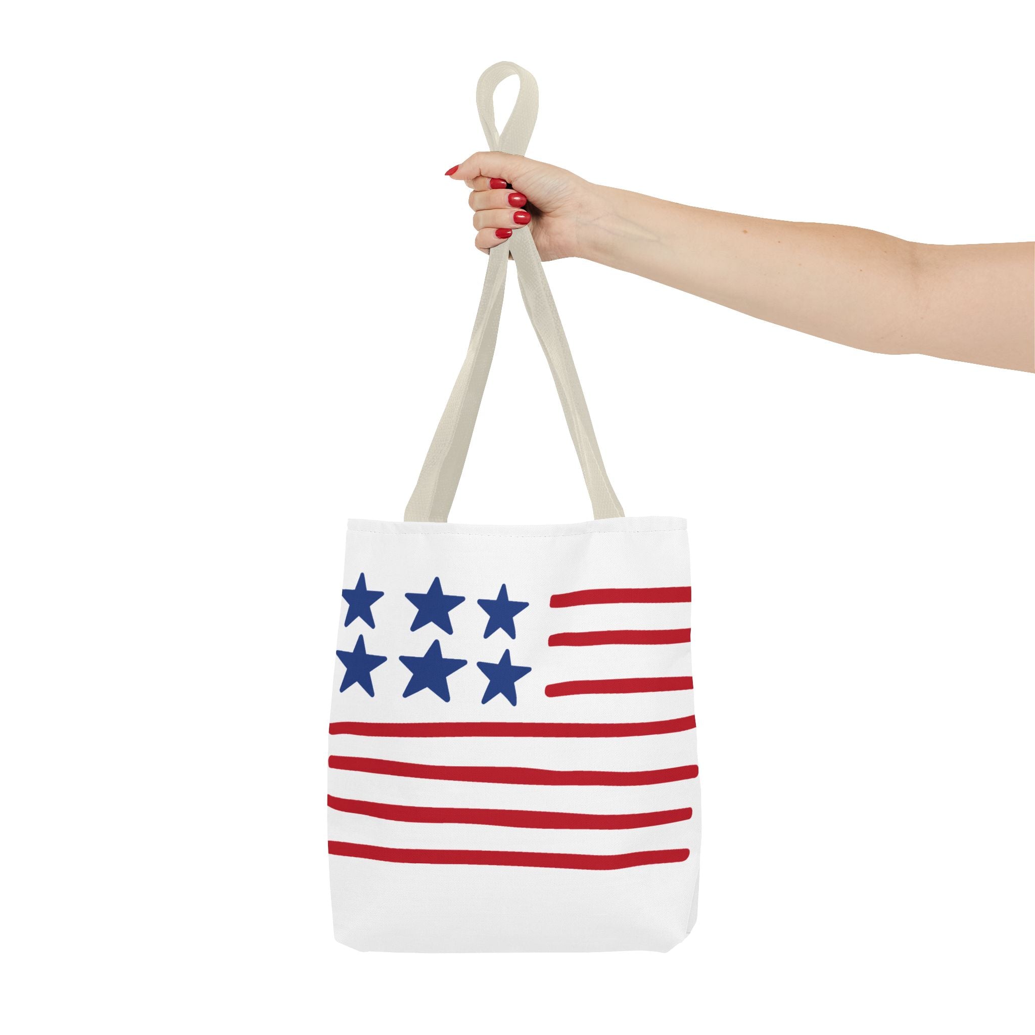American Flag Stars & Stripes Tote Bag — Patriotic Canvas Beach Grocery Bag