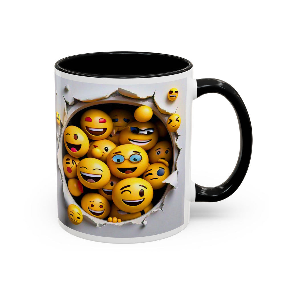 Emoji Explosion Coffee Mug | Accent Inner & Handle Color, 11oz 15oz