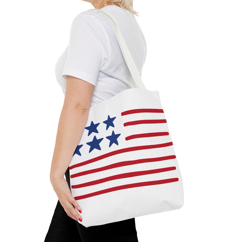 American Flag Stars & Stripes Tote Bag — Patriotic Canvas Beach Grocery Bag