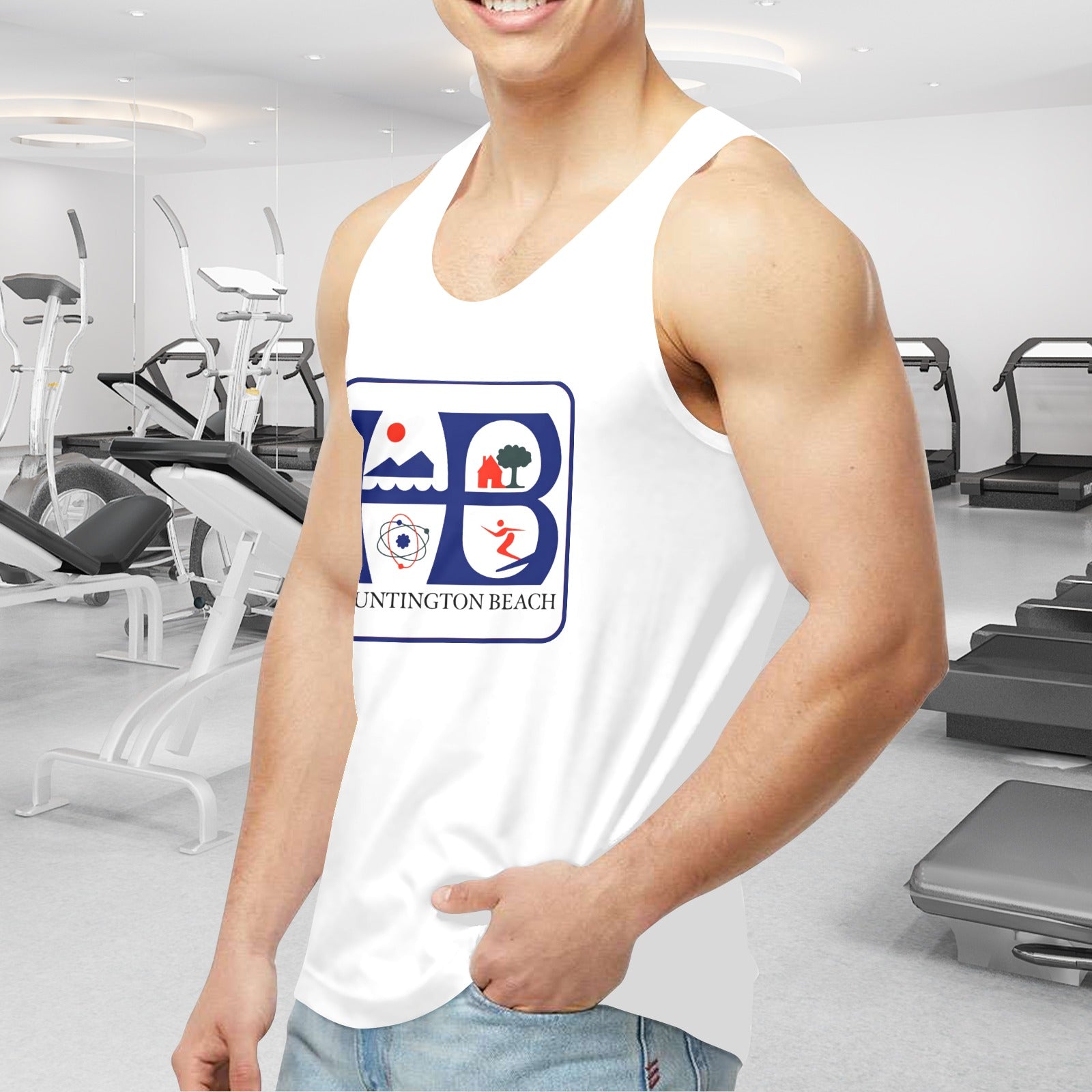 Huntington Beach California Men's Tank Top  Made in USA