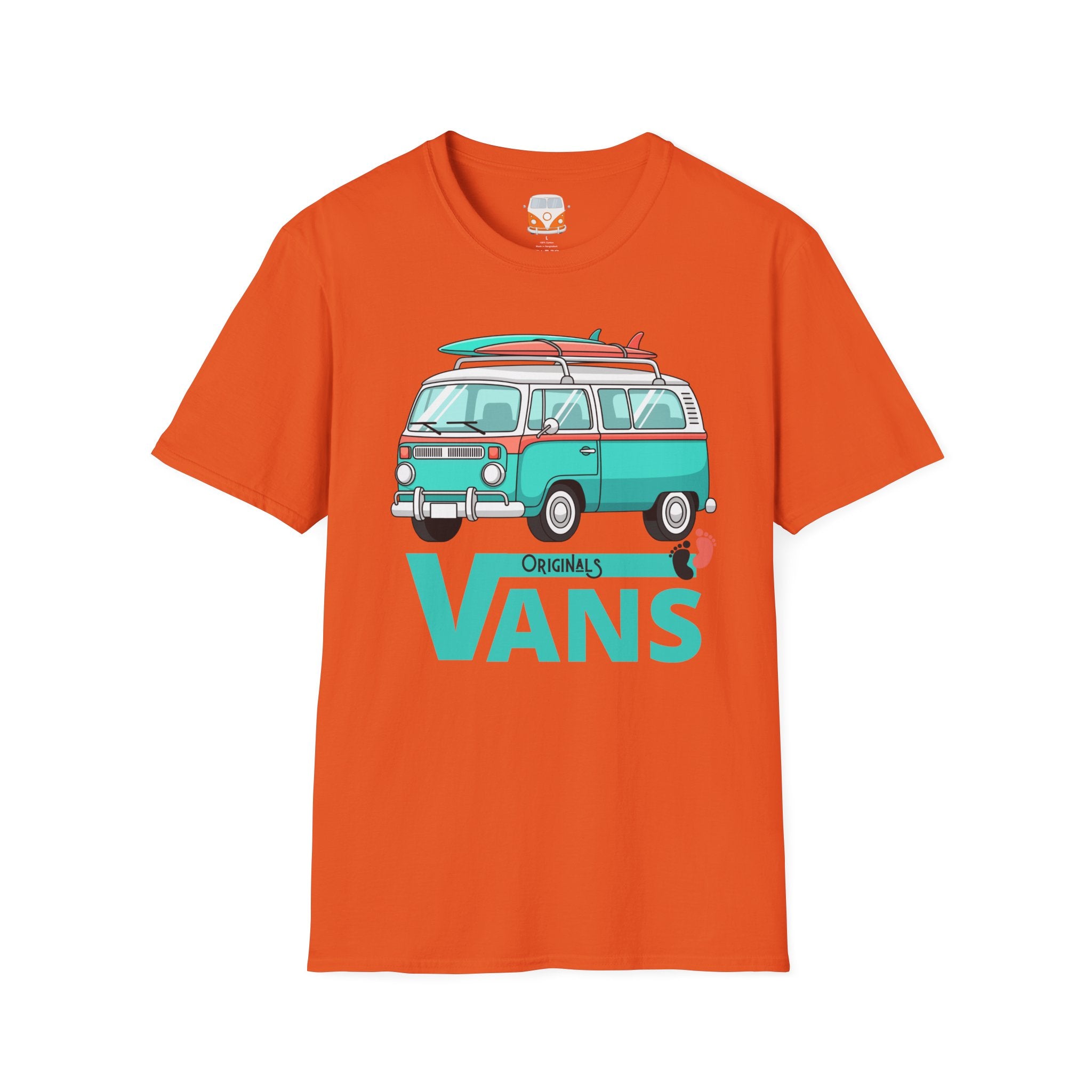 Retro Surf VW Van T-Shirt | Vintage Camper Bus Beach Tee Original Bare Feet