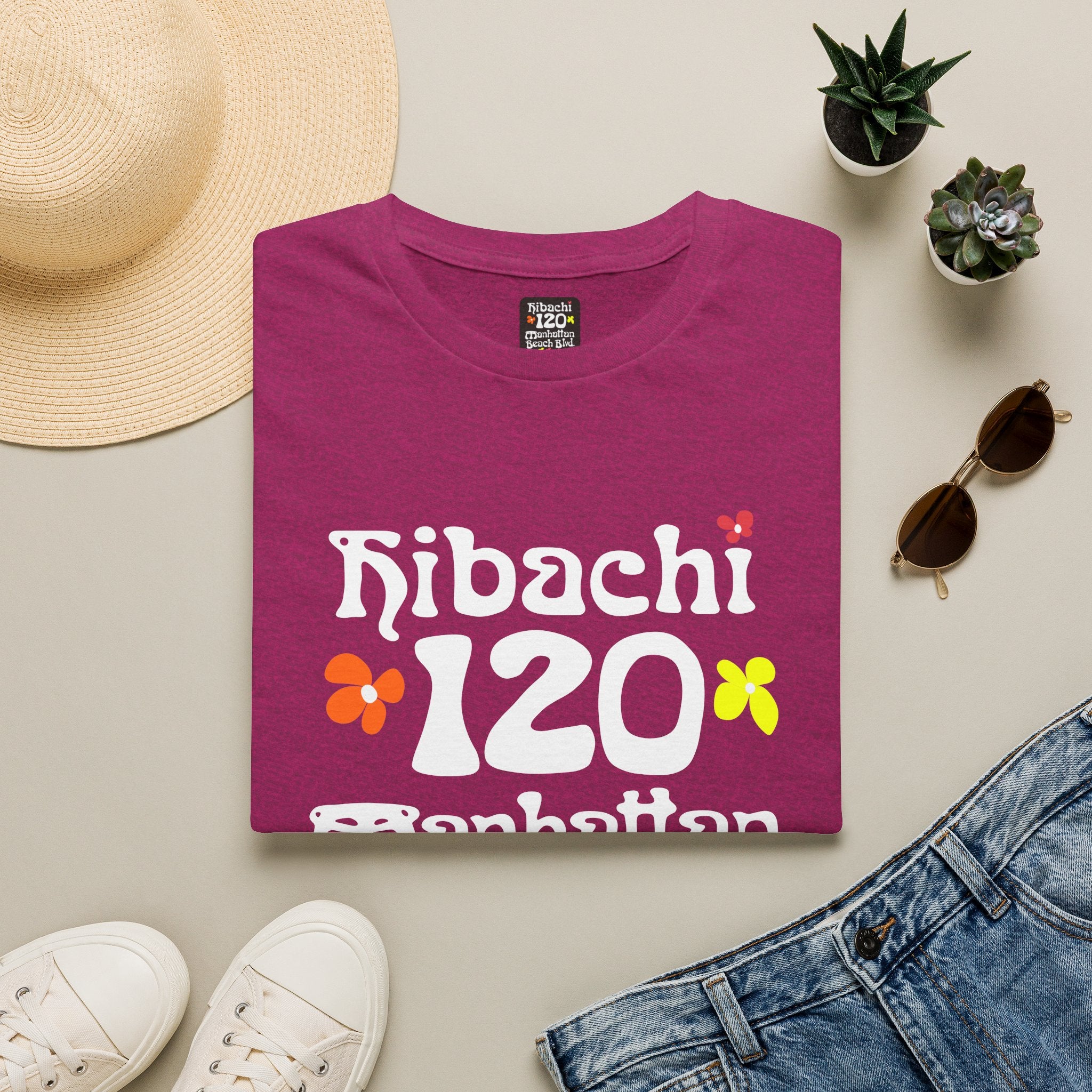 Hibachi 120 Manhattan Beach Blvd Restaurant #OldSchool T-Shirt — Retro Floral Surf Tee "Gone But Not Forgotten"