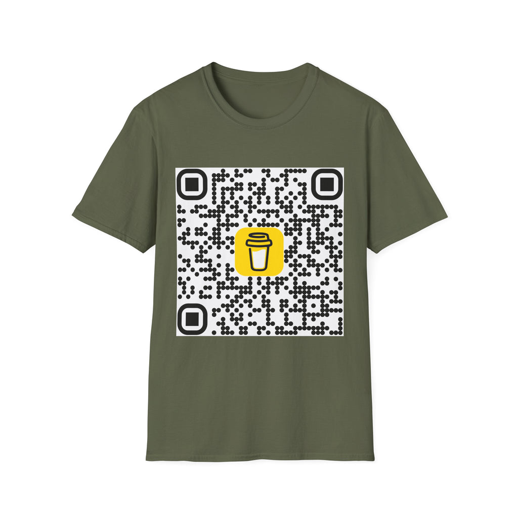 QR Code Coffee Cup T‑Shirt — Scan-to-Order Cafe Tee