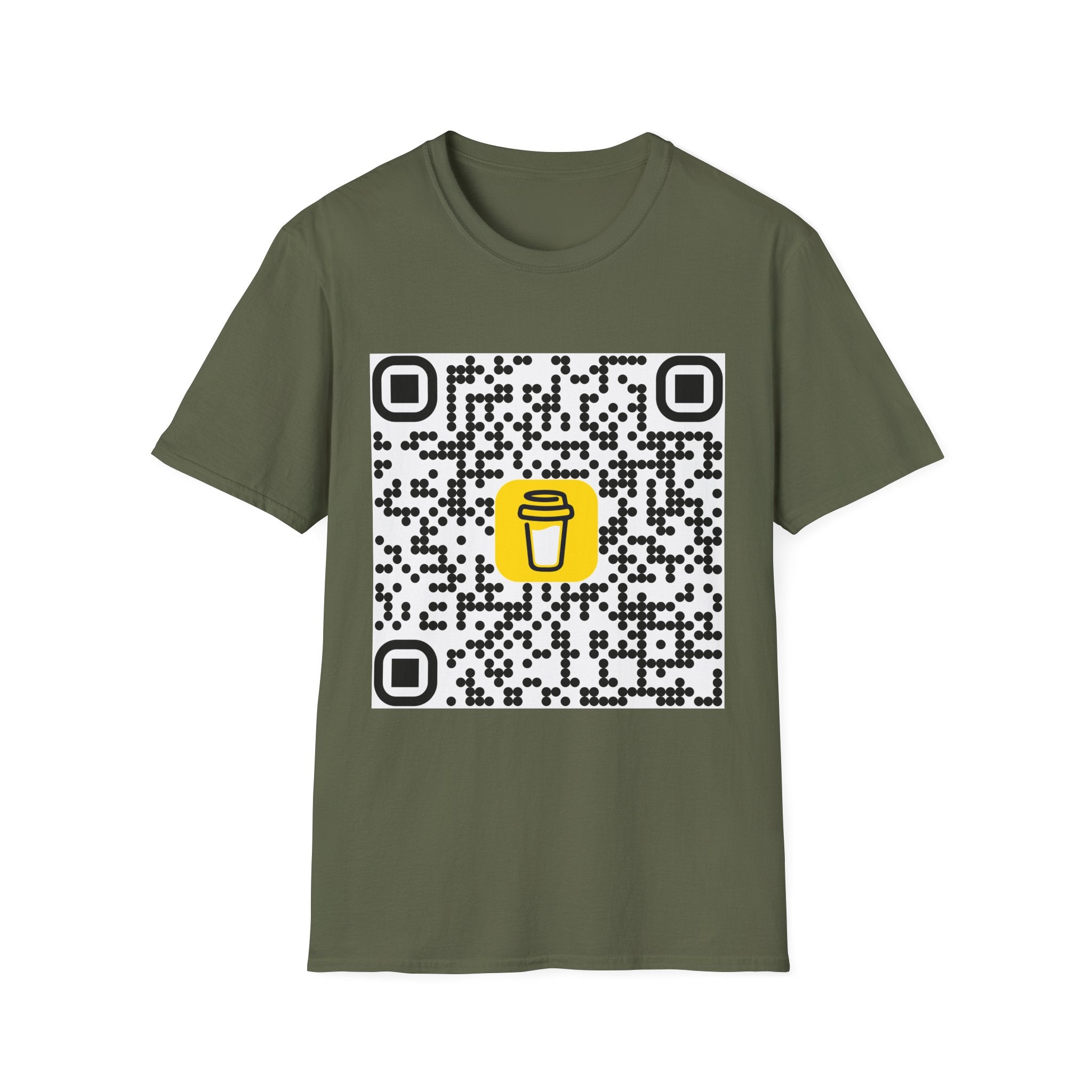 QR Code Coffee Cup T‑Shirt — Scan-to-Order Cafe Tee