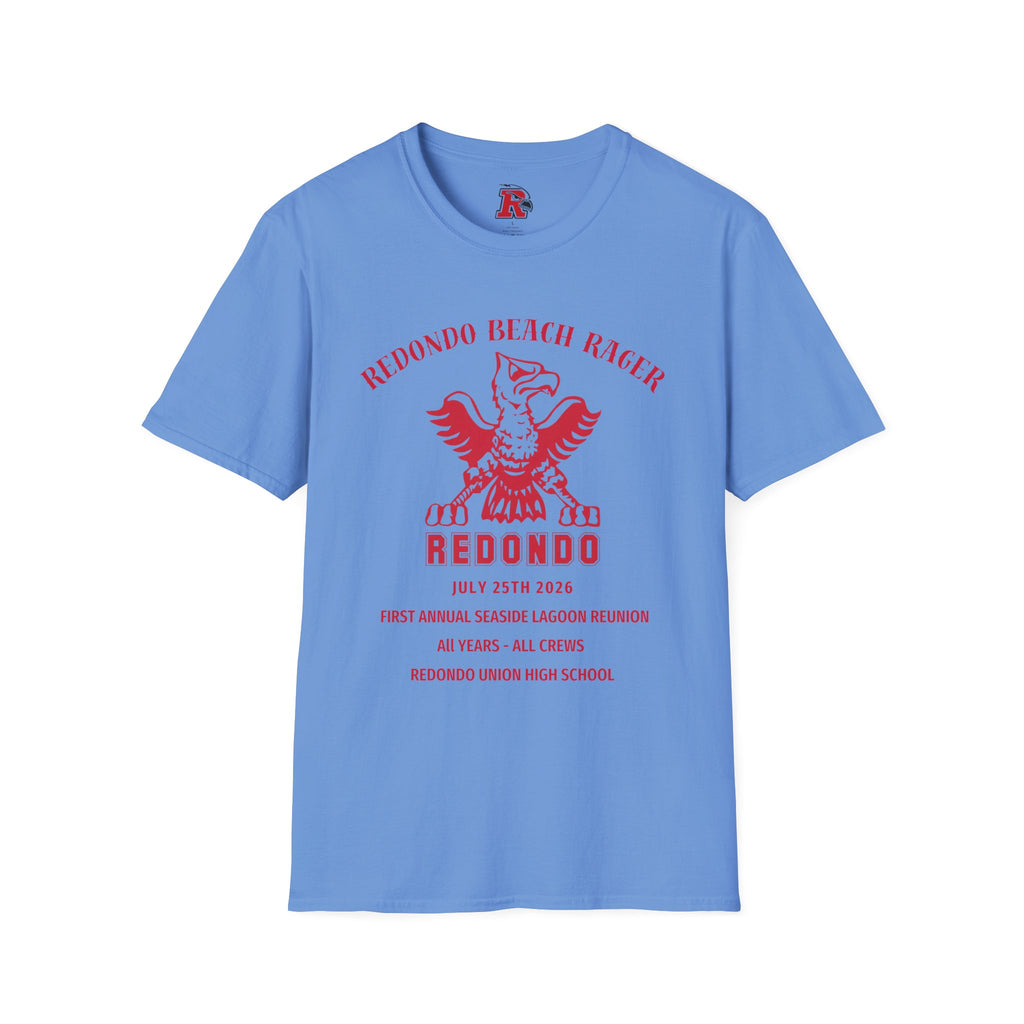 Redondo Beach Rager T-Shirt — Vintage School Spirit Graphic Tee - First Annual All Class Reunion 7-25-26 at Seaside Lagoon Redondo Beach