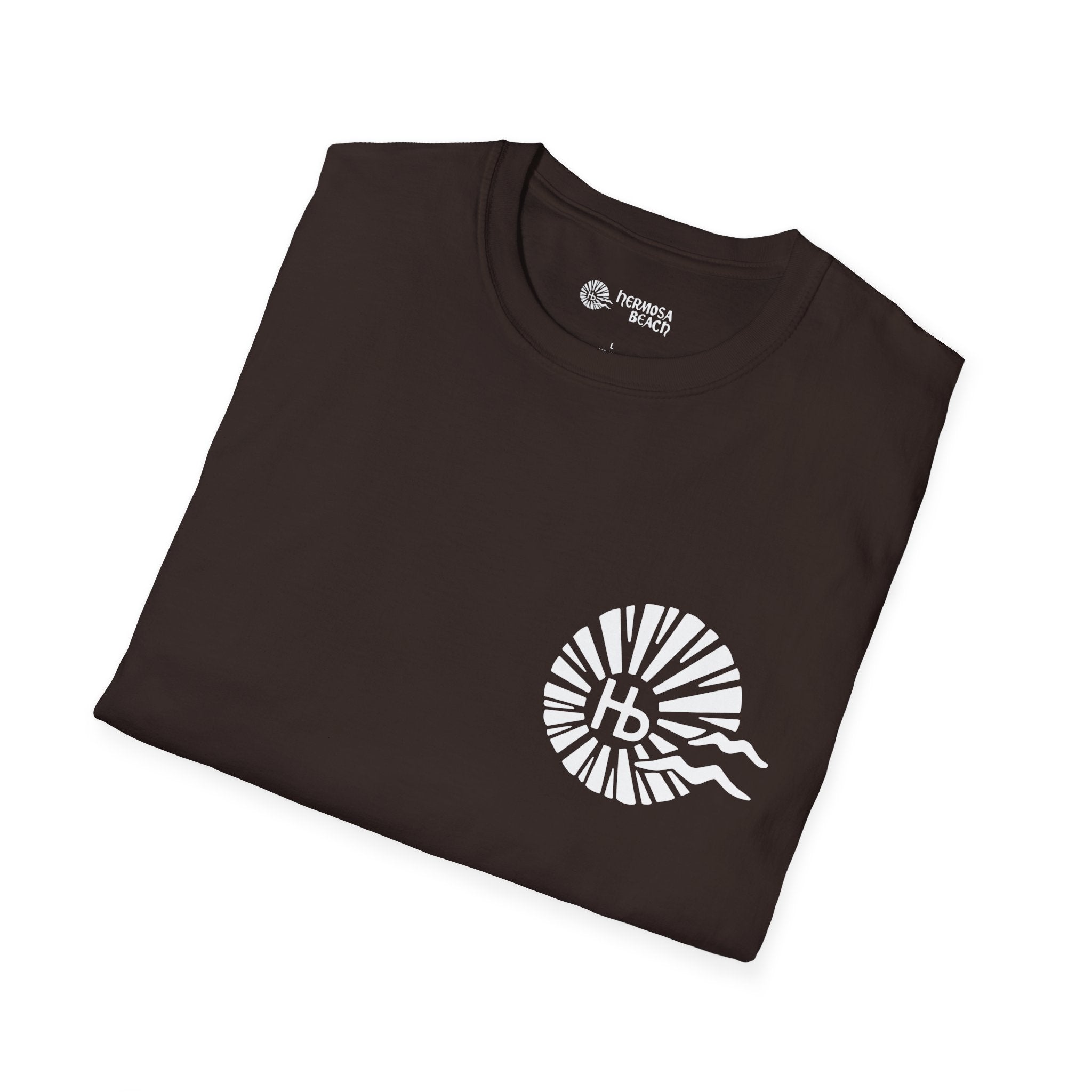Hermosa Beach Sunburst Wave T-Shirt (printed front back neck) | Hb Minimal Logo Tee