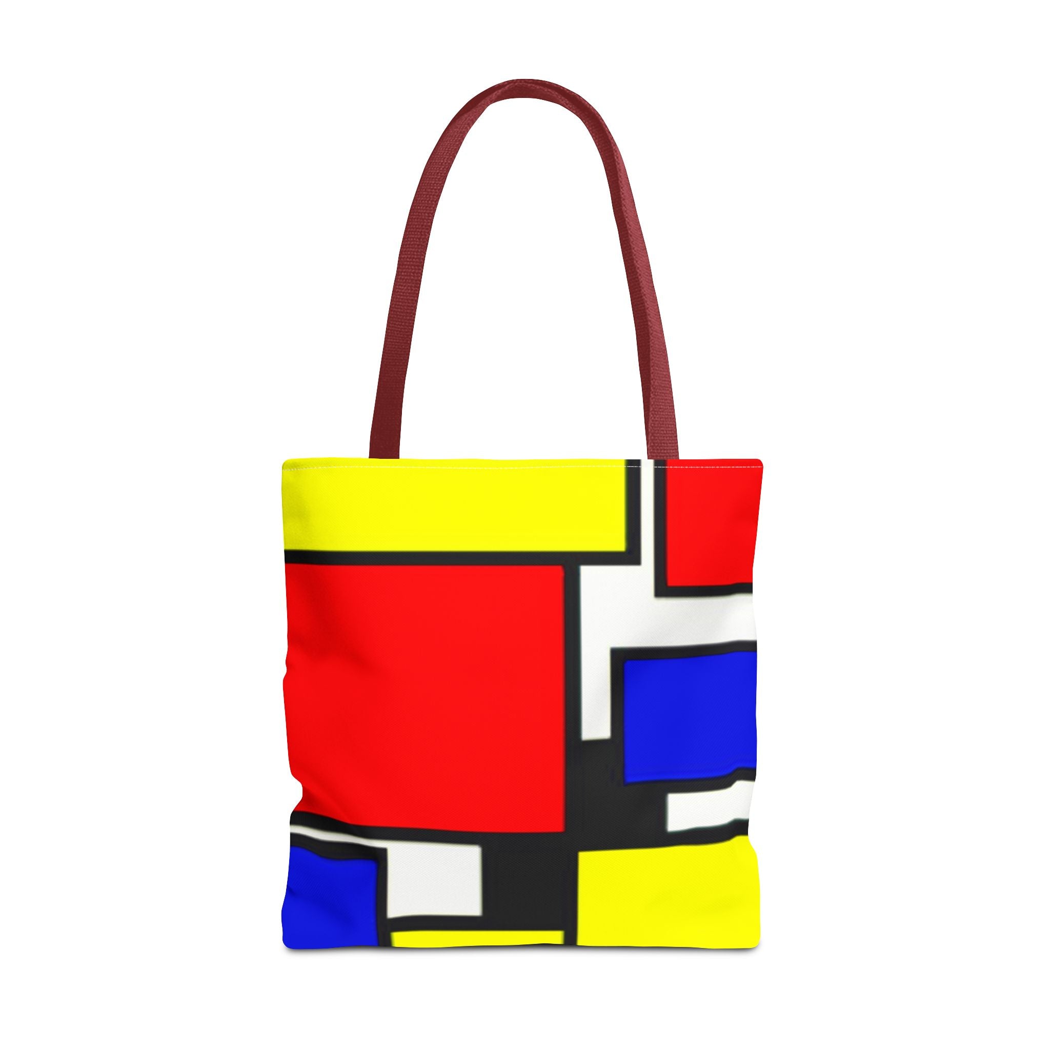 C'mon Get Happy Primary Color Geometric Grid Tote Bag | 1970s Abstract Art
