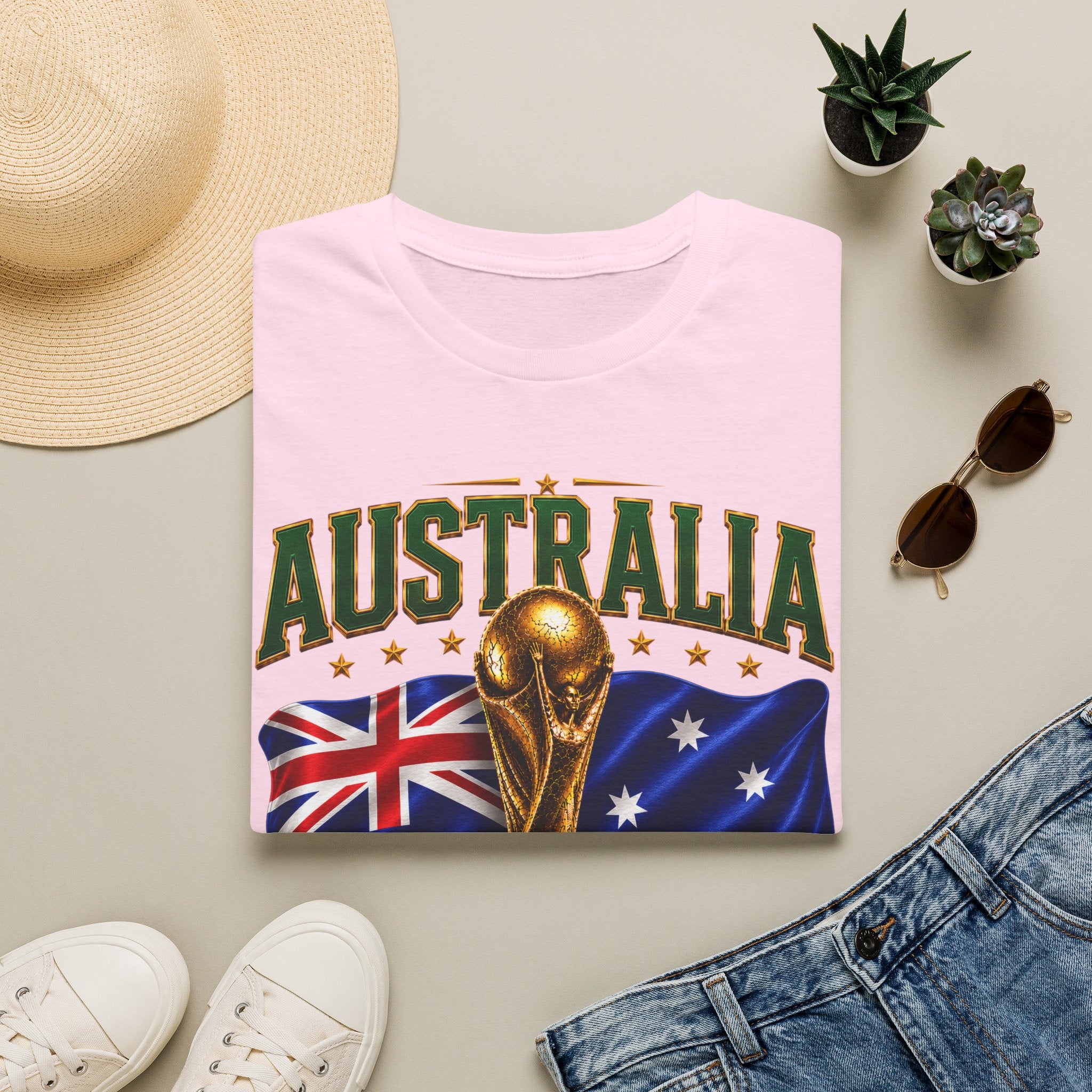 Australia 2026 Soccer World Cup T-Shirt — Aussie Flag & Trophy Design
