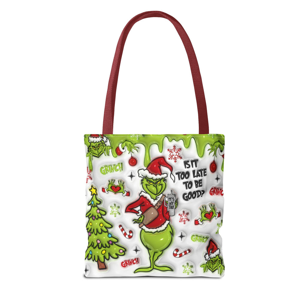 Christmas Tote Bag, Holiday Shopping Bag, Grinch Gift, Festive Reusable Bag, Cute Winter Accessory