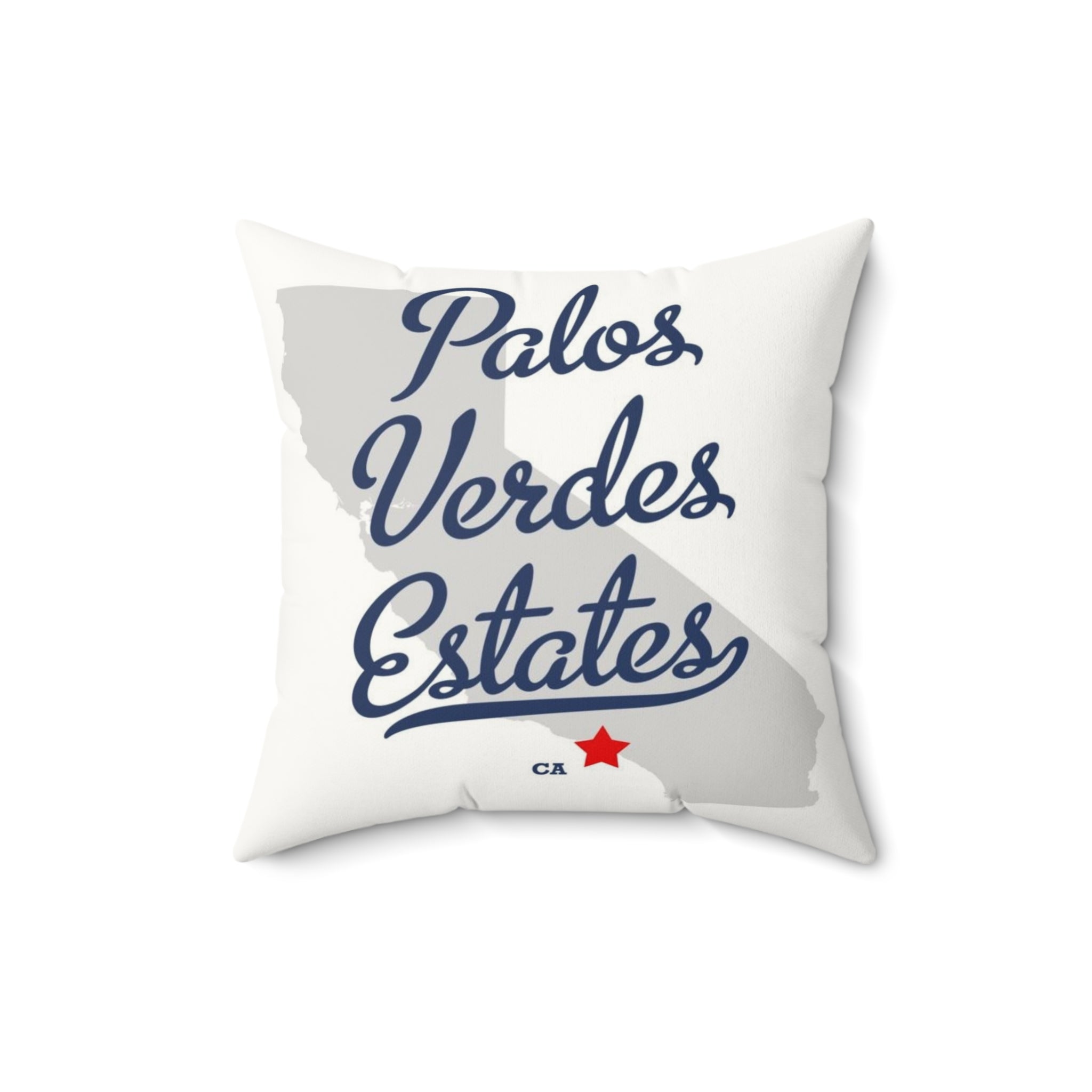 Palos Verdes Estates California Map - Faux Suede Square Pillow