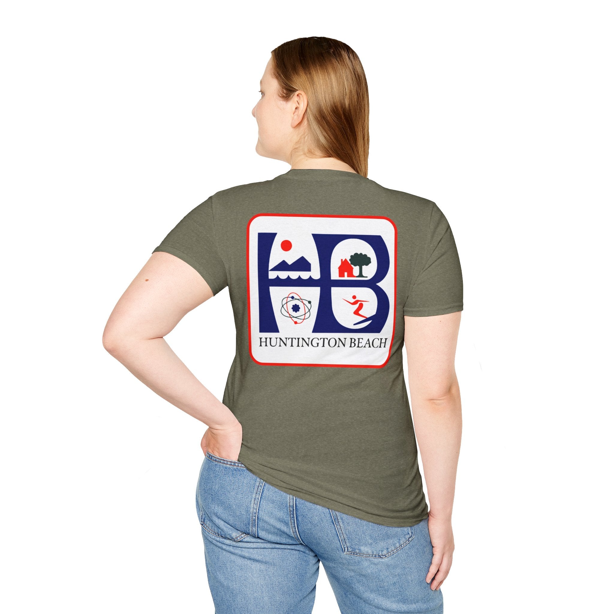 Huntington Beach Retro HB Logo T-Shirt  (printed 3 places)