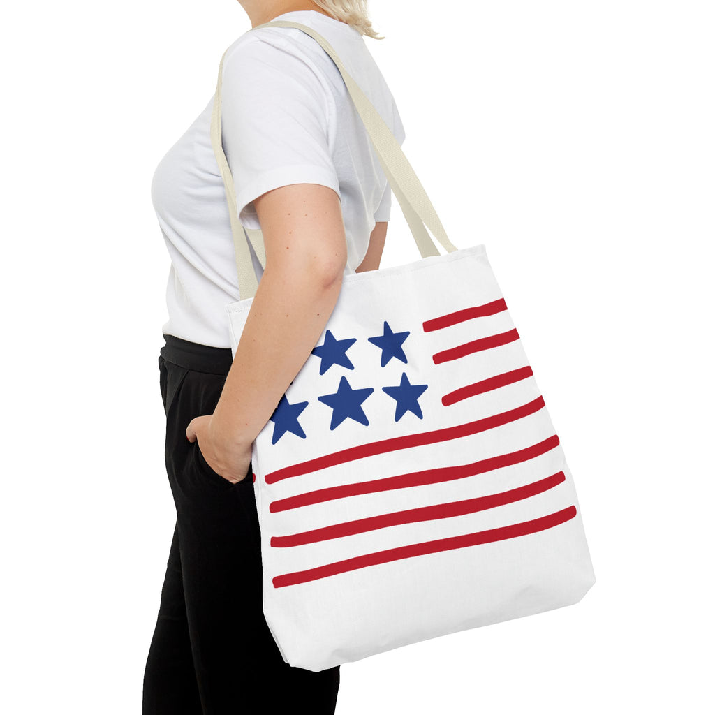 American Flag Stars & Stripes Tote Bag — Patriotic Canvas Beach Grocery Bag