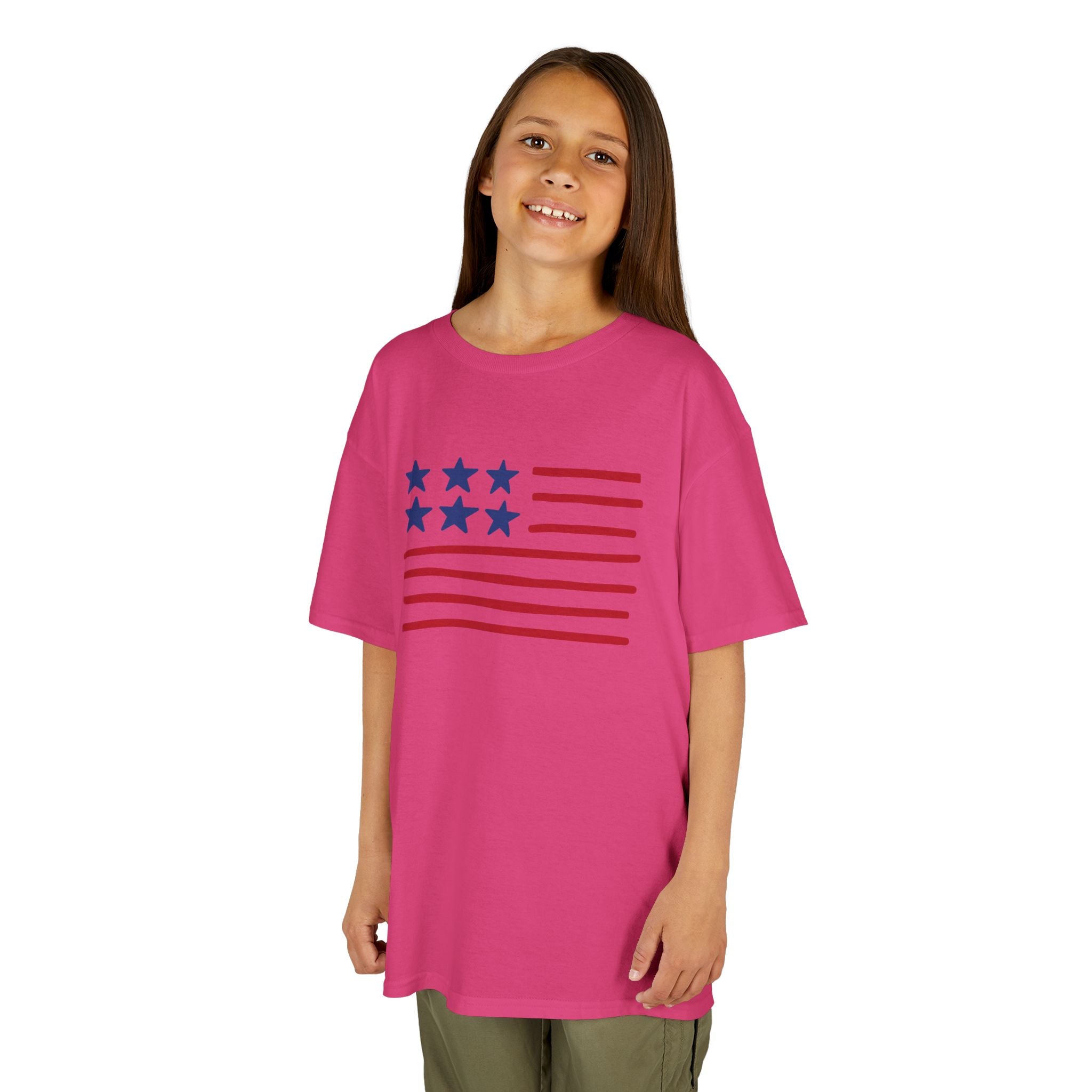 Stars and Stripes  Kids American Flag T-Shirt — Red & Blue Stars Stripe Patriotic Tee