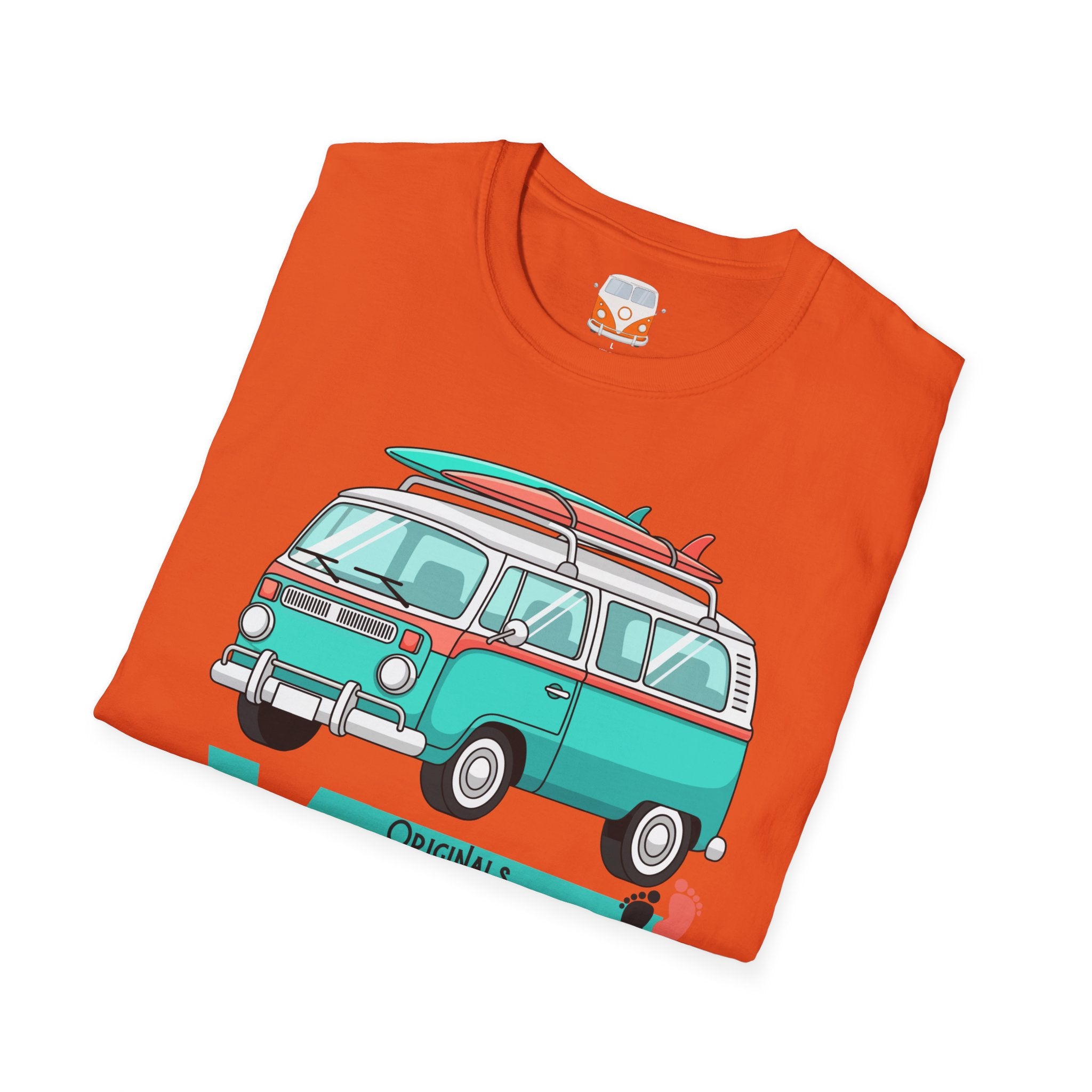 Retro Surf VW Van T-Shirt | Vintage Camper Bus Beach Tee Original Bare Feet