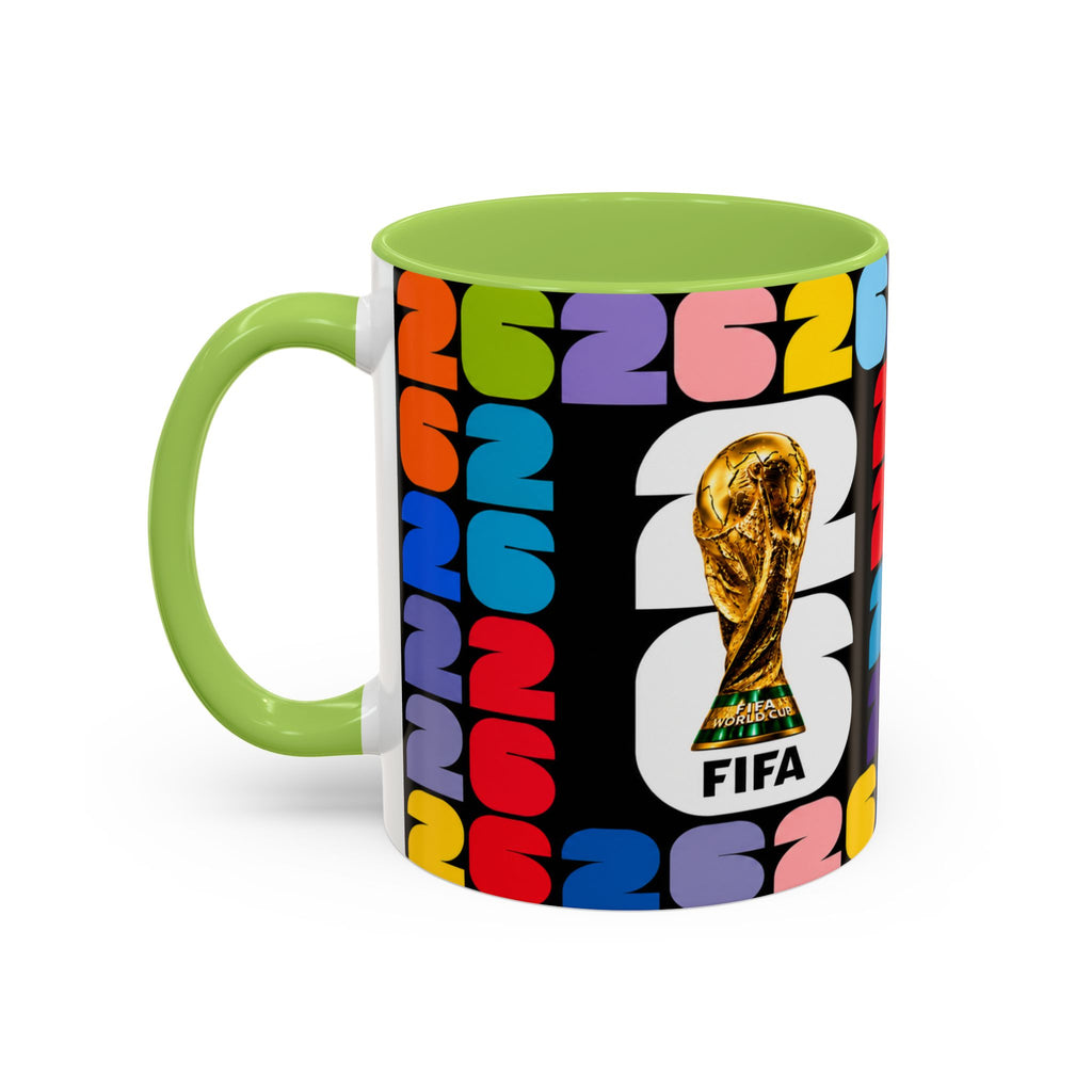 2026 World Cup Accent Coffee Mug – Colorful FIFA Trophy Design (11/15oz)