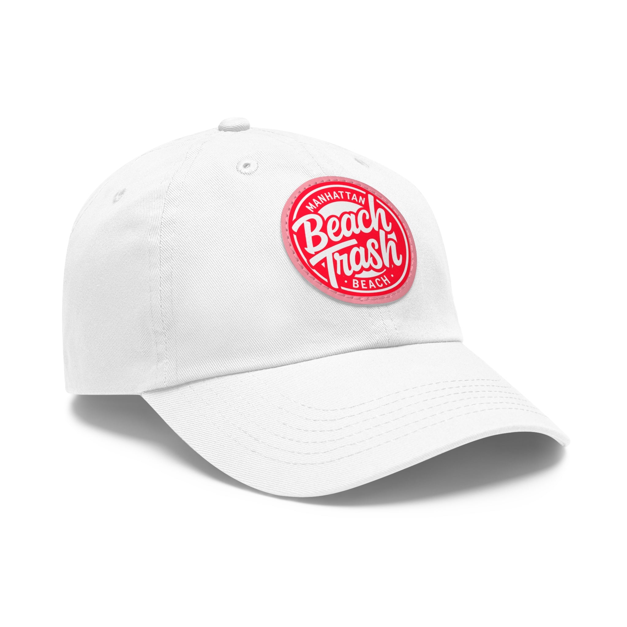 Proud to be Called Beach Trash Manhattan Beach  Leather Patch Dad Hat — Vintage Manhattan Beach Logo