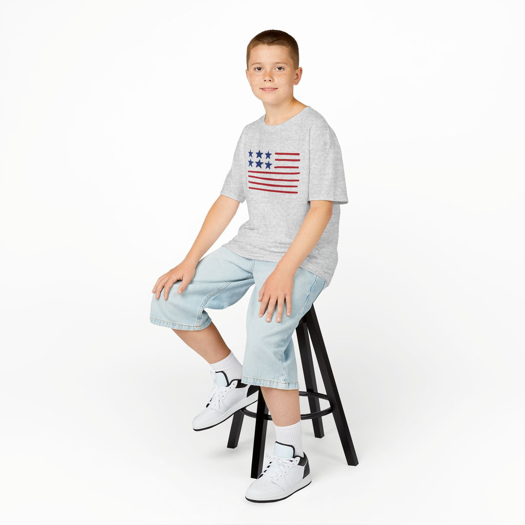 Stars and Stripes  Kids American Flag T-Shirt — Red & Blue Stars Stripe Patriotic Tee