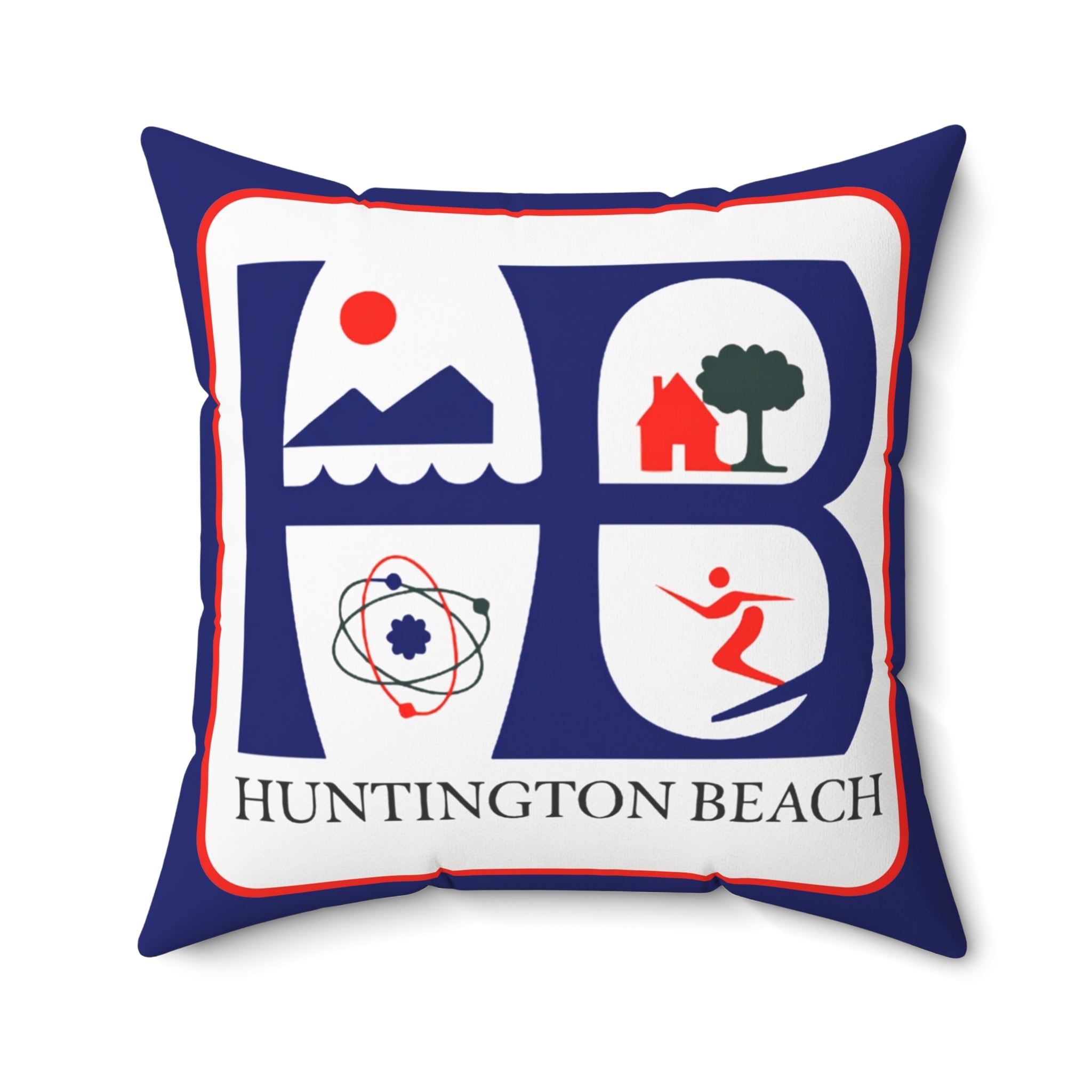 Huntington Beach Icon Pillow — Coastal Surf & Community Decorative Throw Pillow