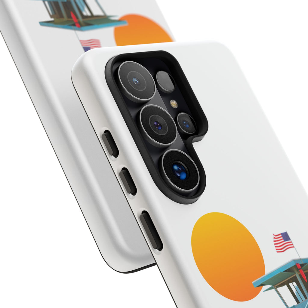 South Bay Lifeguard Stand with American Flag Tough Phone Cases