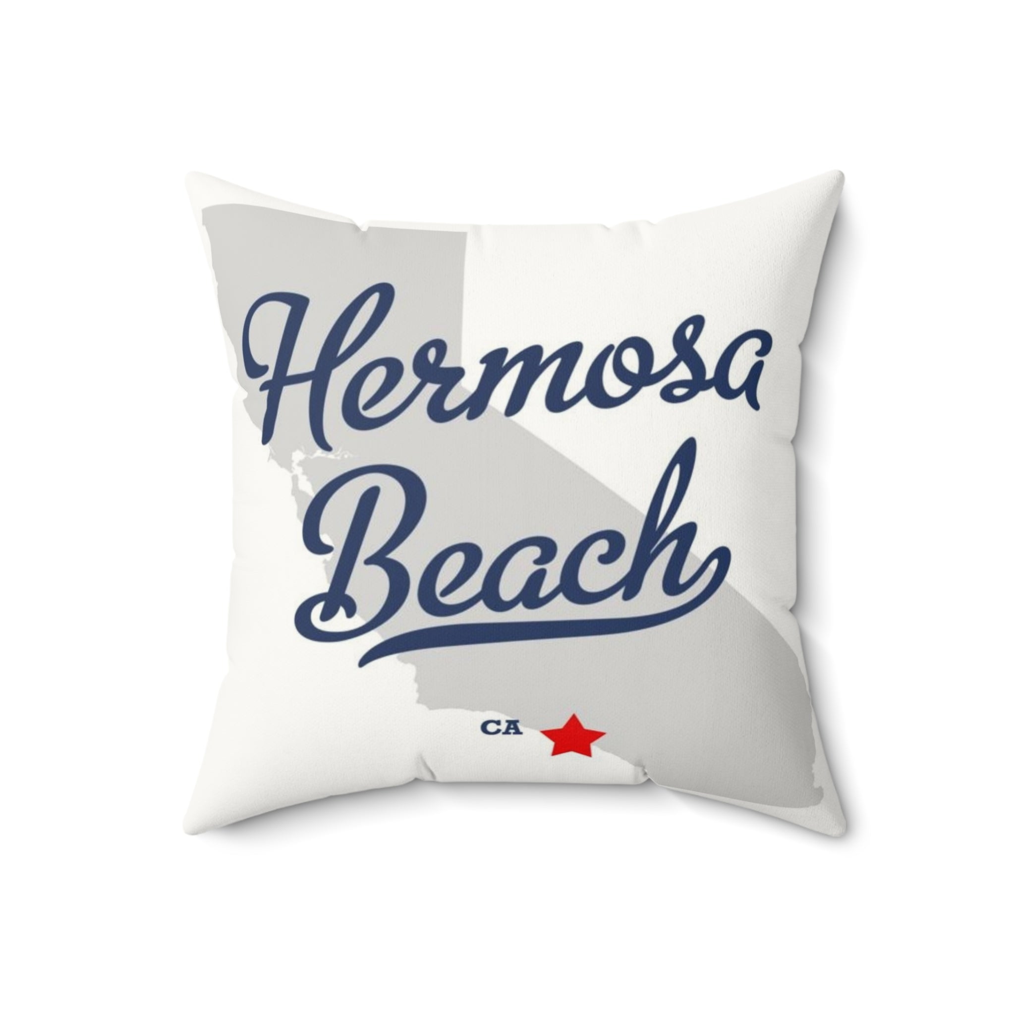 Hermosa Beach California Map - Faux Suede Square Pillow