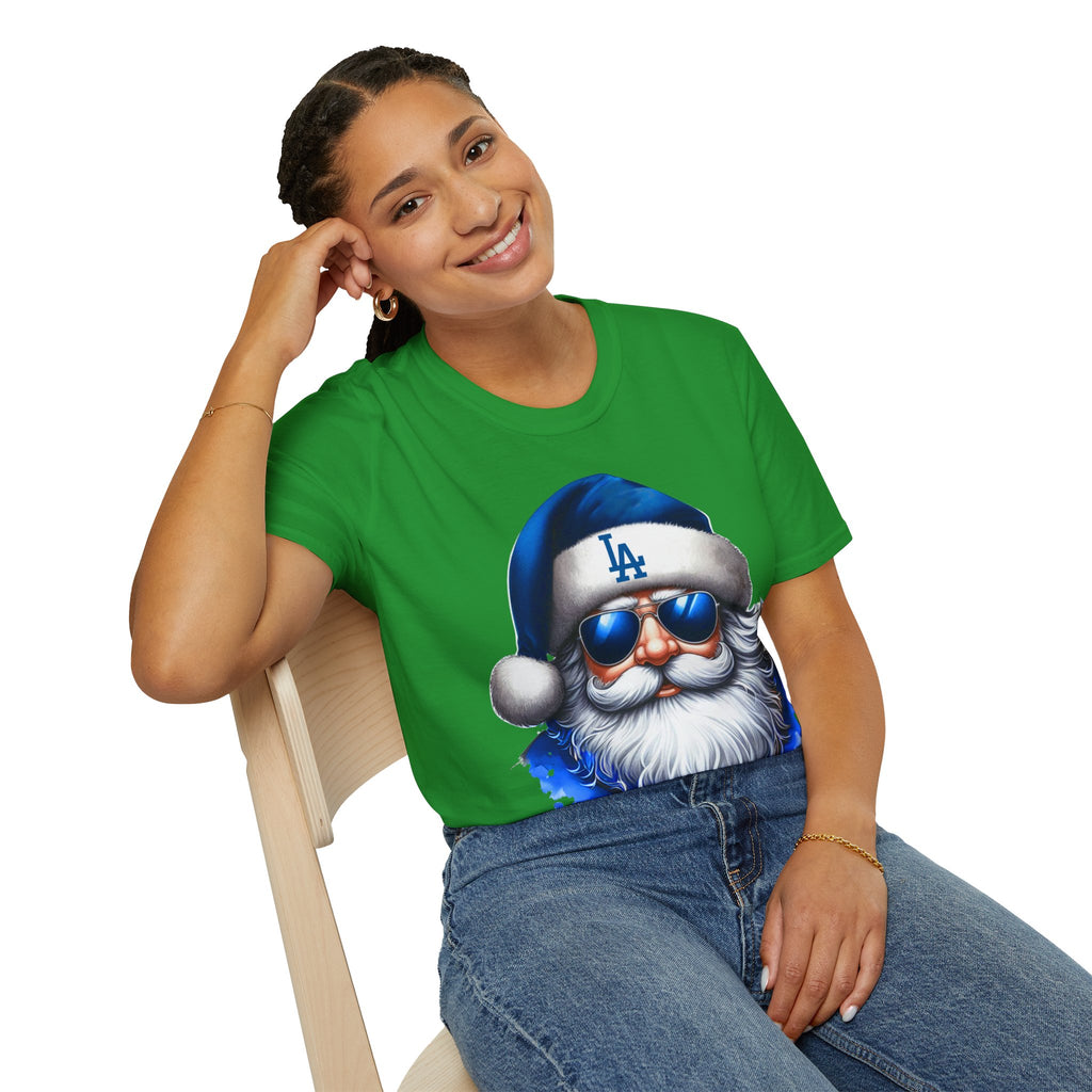 LA Dodgers Blue Santa T-Shirt — Cool Sunglasses Holiday Tee