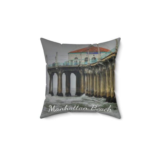 Manhattan Beach California - Spun Polyester Square Pillow