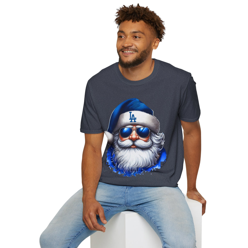 LA Dodgers Blue Santa T-Shirt — Cool Sunglasses Holiday Tee