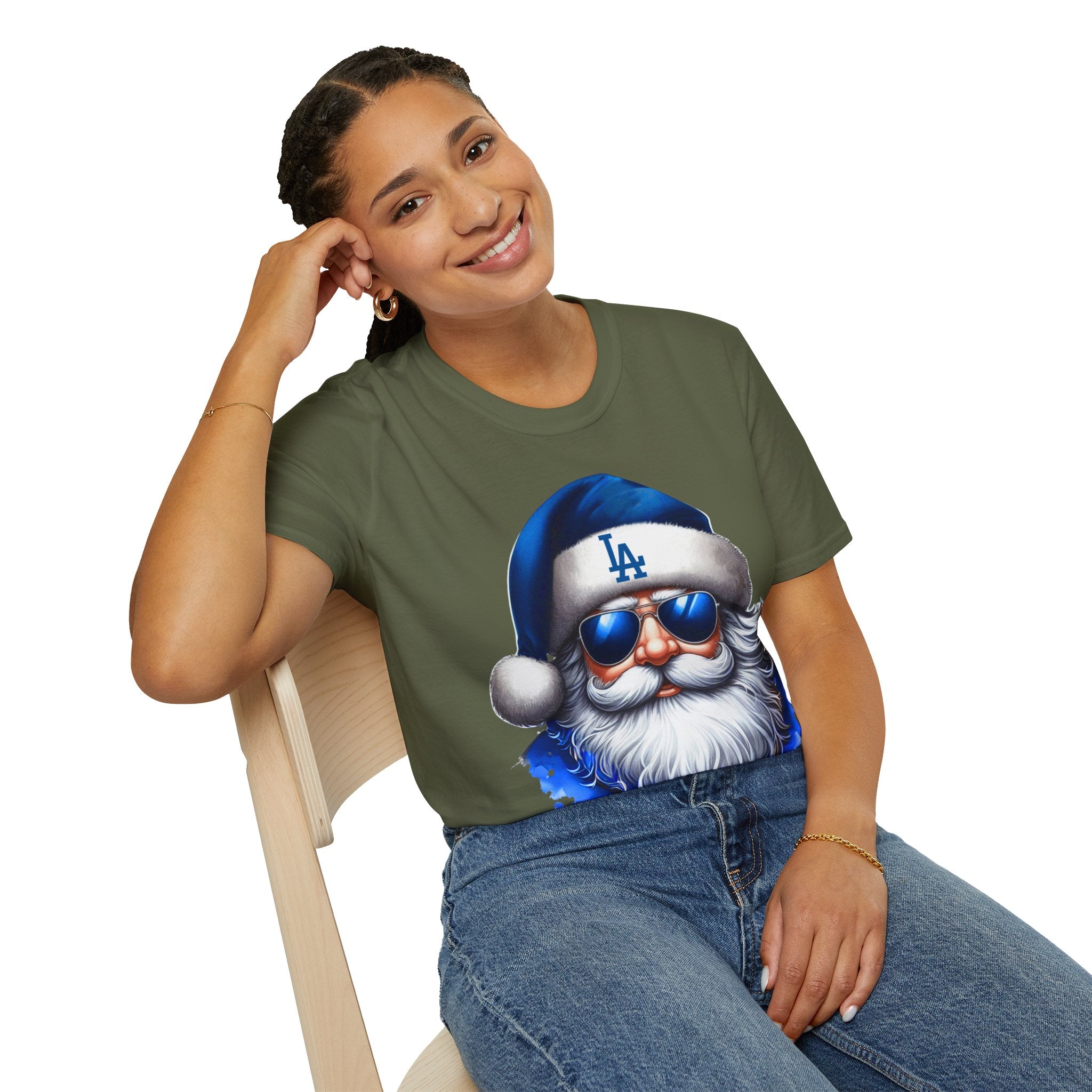 LA Dodgers Blue Santa T-Shirt — Cool Sunglasses Holiday Tee