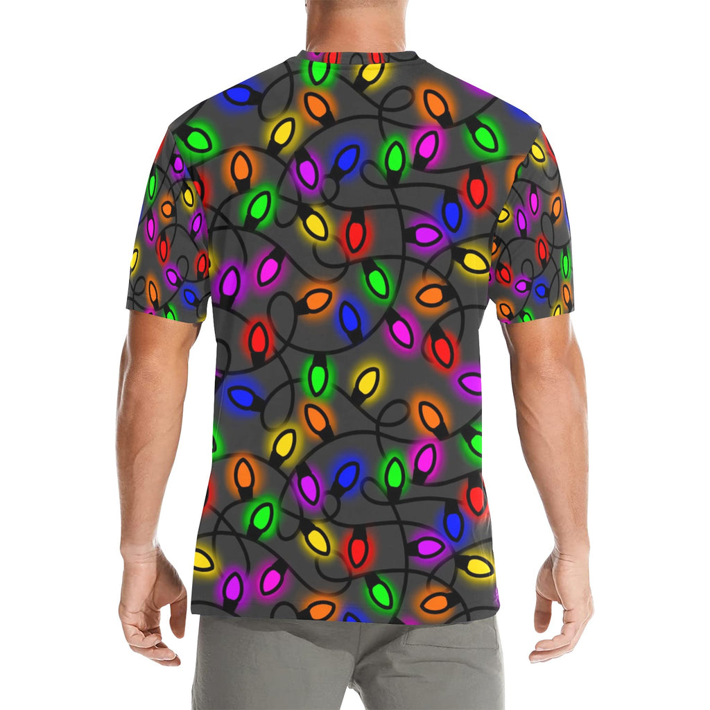 Christmas Lights  Men's All Over Print Crew Neck T-Shirt Made in USA
