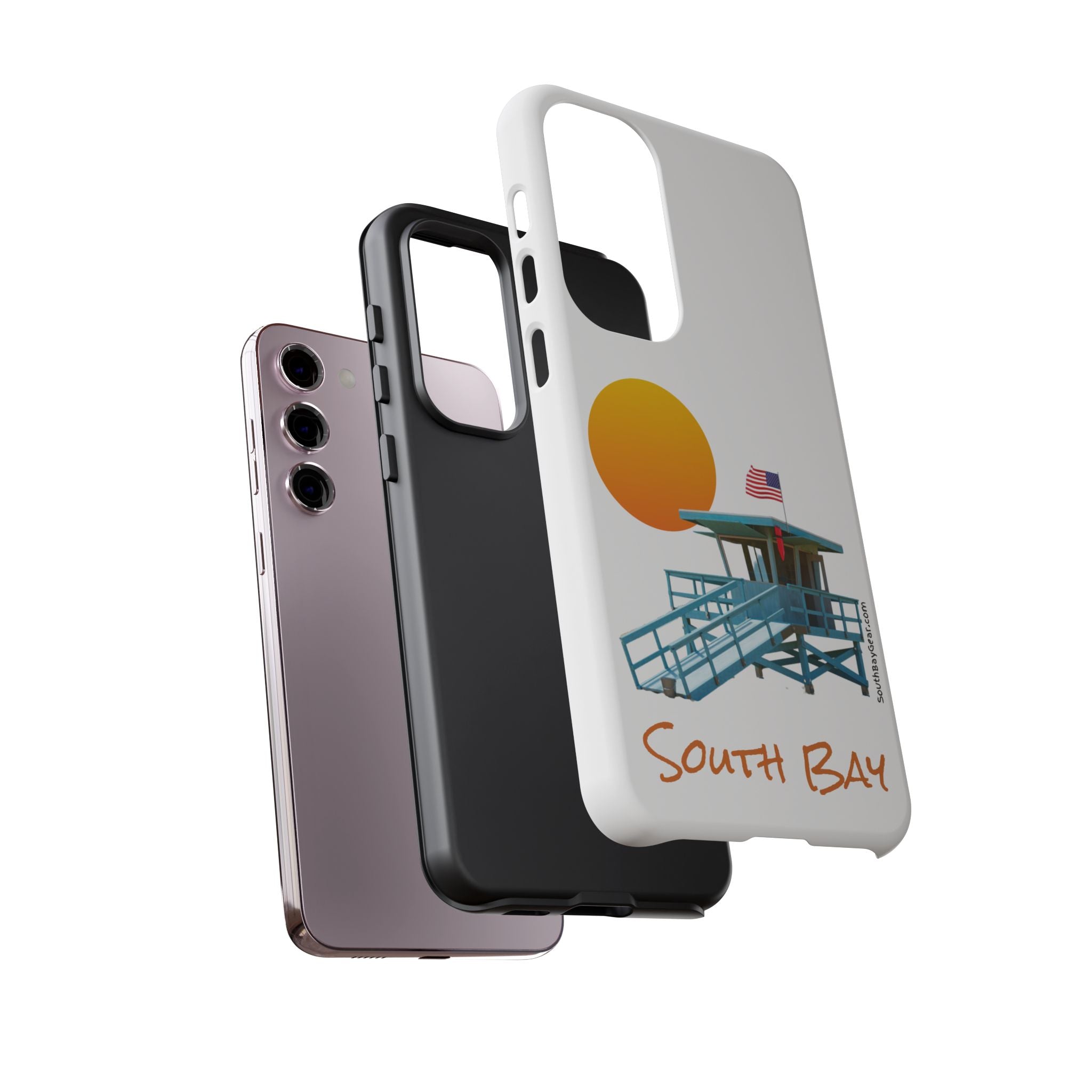 South Bay Lifeguard Stand with American Flag Tough Phone Cases