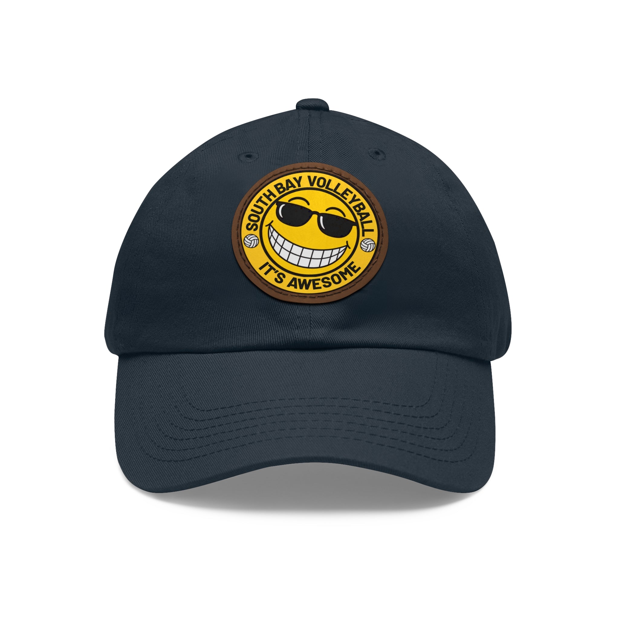 Volleyball Smiley Mom and Dad Hat — "South Bay Volleyball: It’s Awesome" Leather Patch