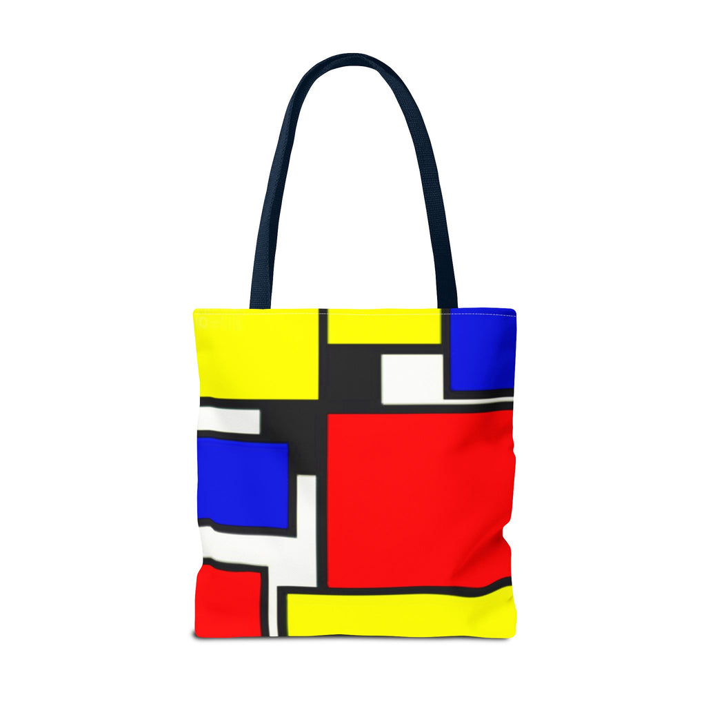 C'mon Get Happy Primary Color Geometric Grid Tote Bag | 1970s Abstract Art