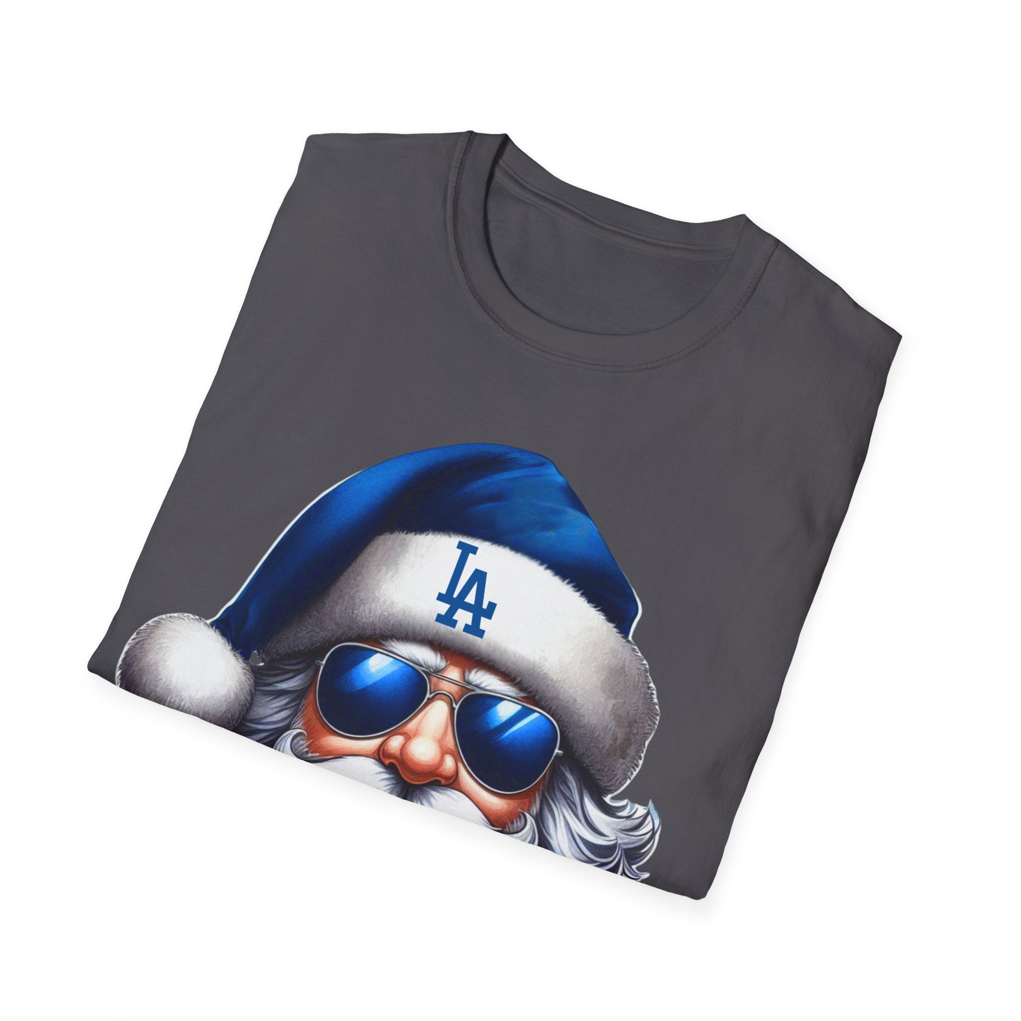 Blue Los Angeles Doyers Santa Tee | Santa Hat Graphic T-Shirt #Doyers