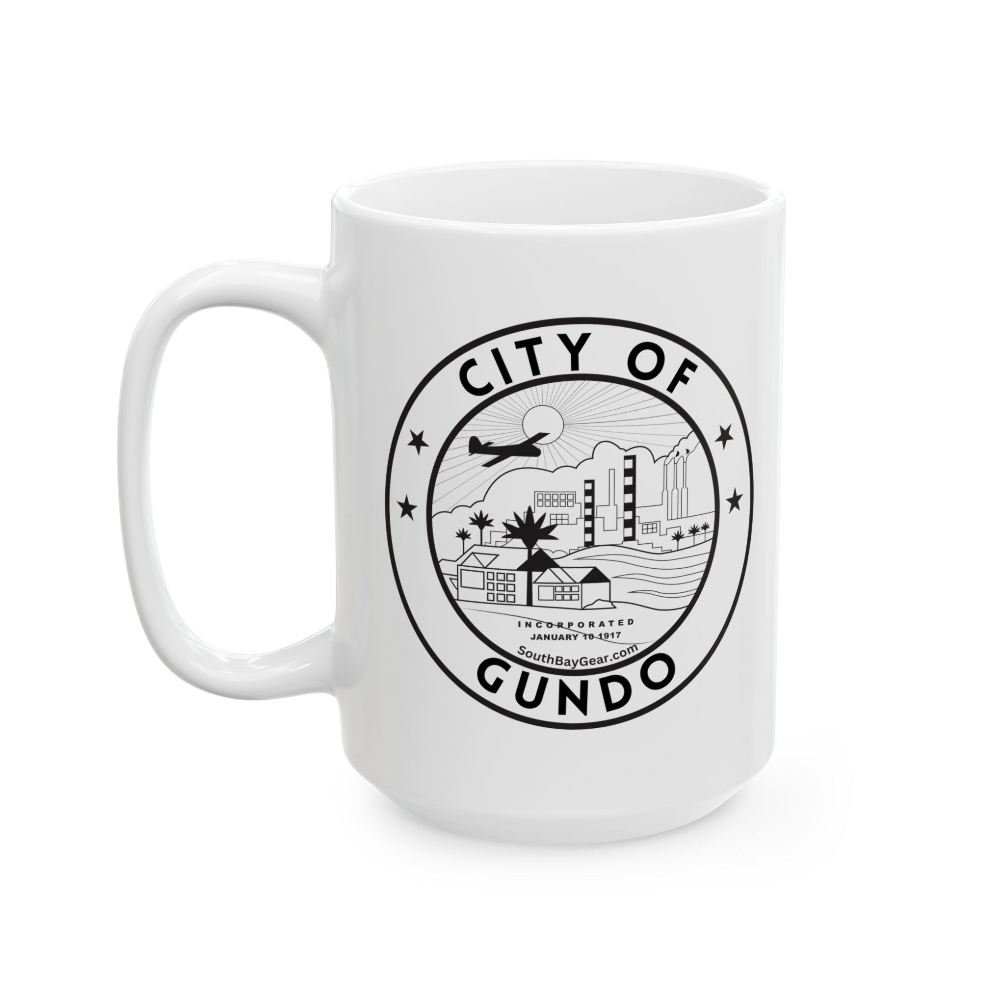 GUNDO Ceramic Mug — City Seal Logo El Segundo Coffee Cup (11oz or 15oz)