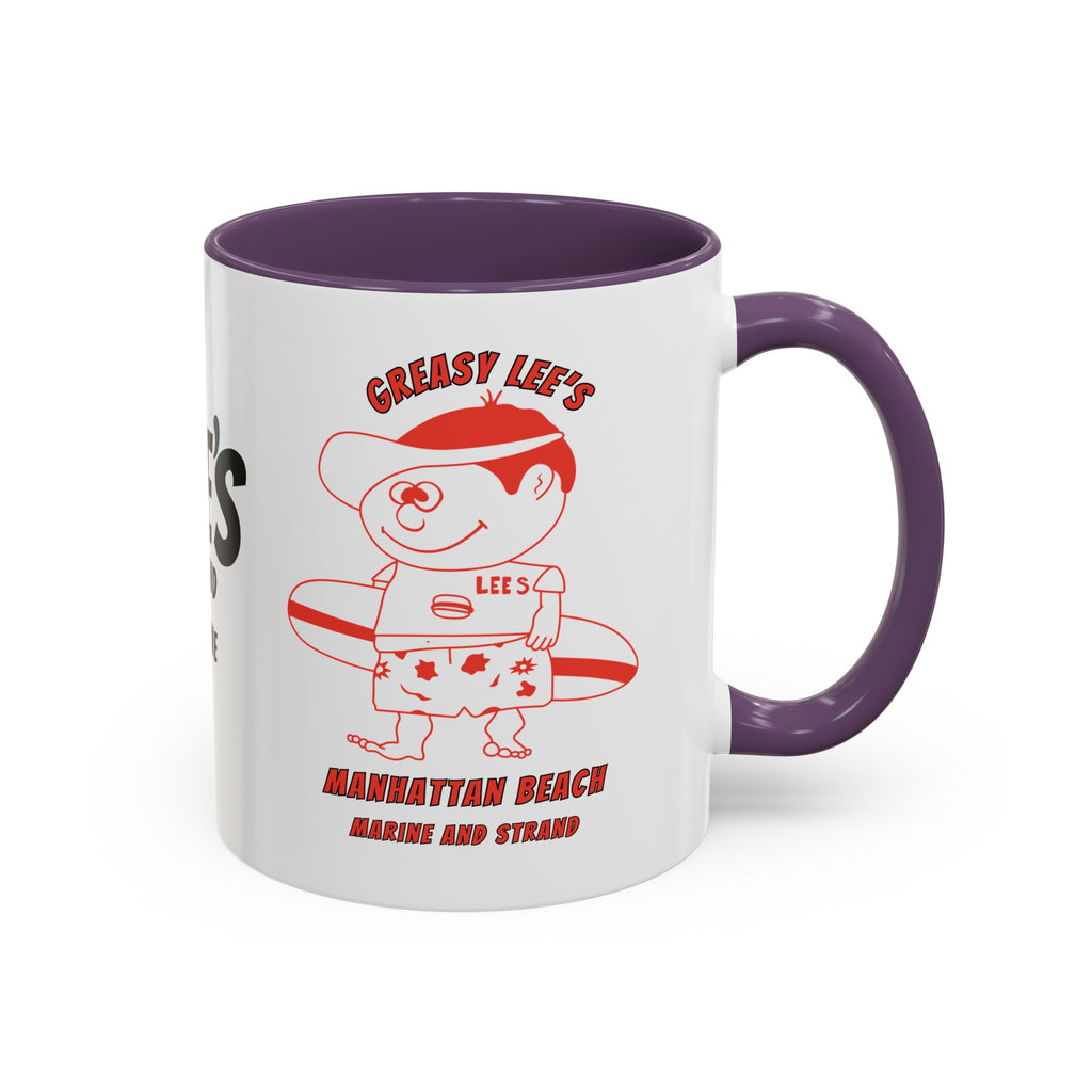 Greasy Lee's Surfer Logo Mug | Marine and Strand Manhattan Beach Old School  Accent Coffee Mug 11oz 15oz