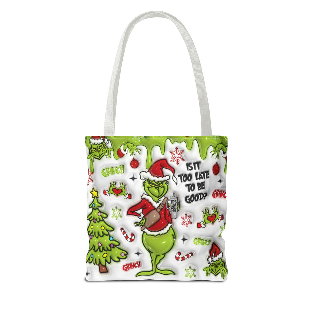 Christmas Tote Bag, Holiday Shopping Bag, Grinch Gift, Festive Reusable Bag, Cute Winter Accessory