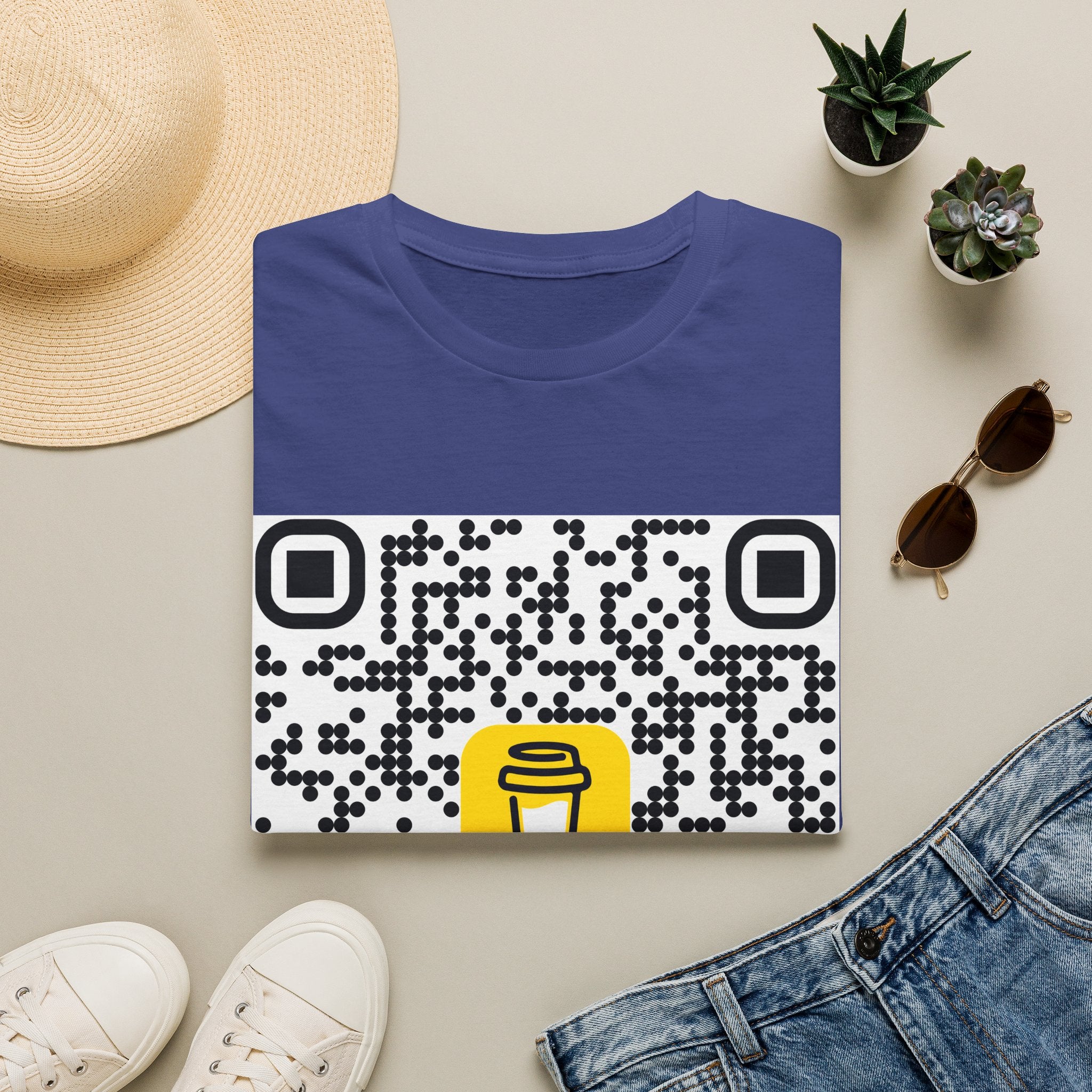 QR Code Coffee Cup T‑Shirt — Scan-to-Order Cafe Tee