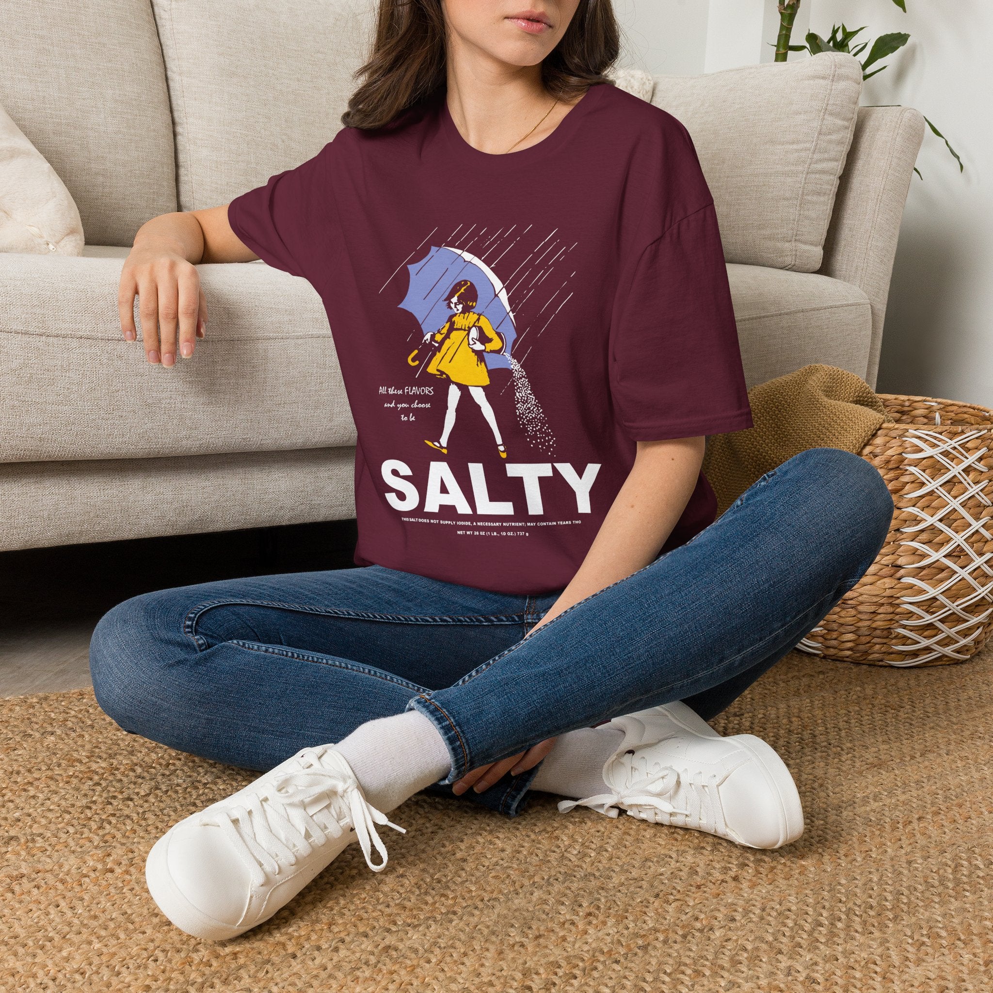 Salty Rainy Day Graphic T-Shirt — Girl with Umbrella Illustration