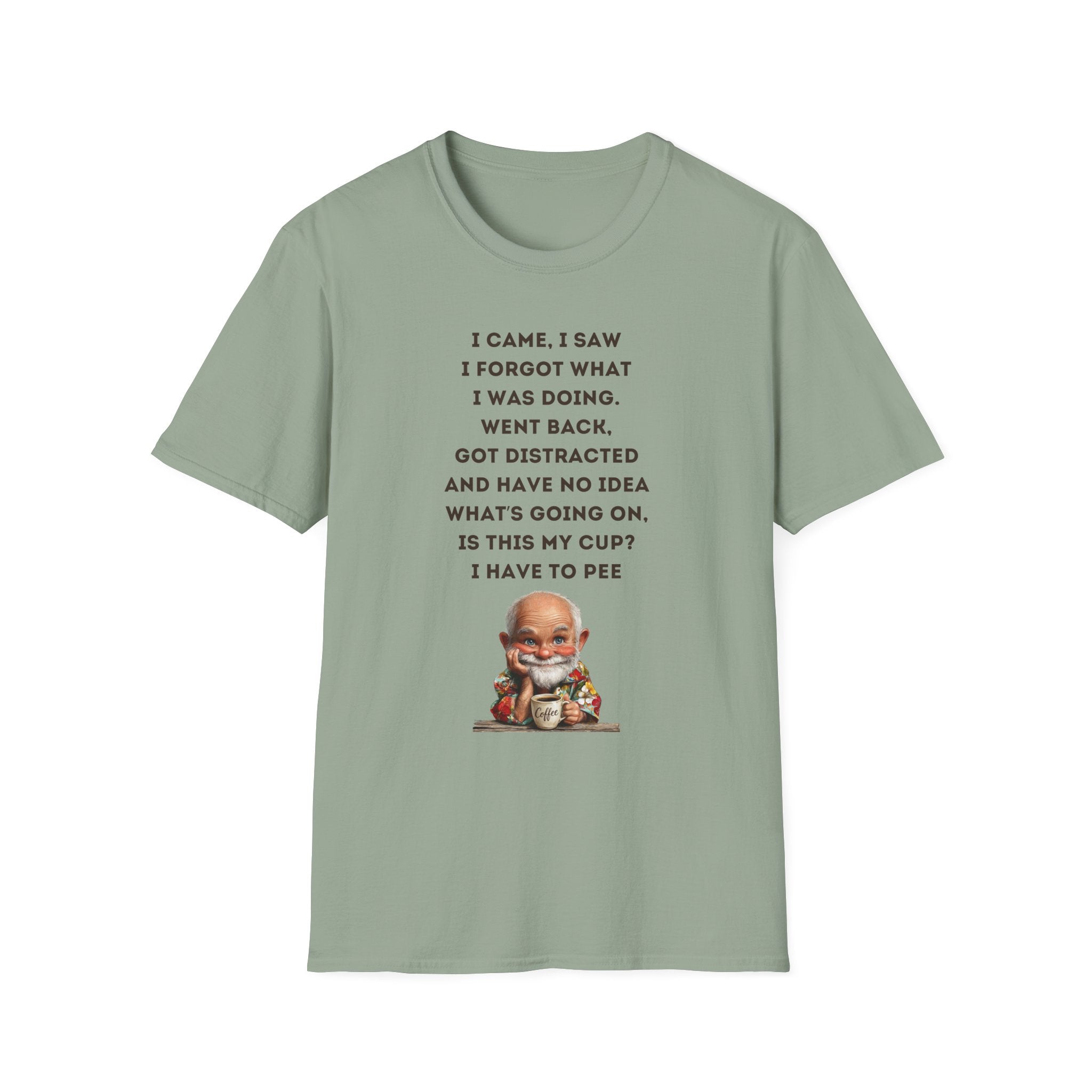 Funny Forgetful Grandpa Quote T-Shirt | Retro Grandpa I Got to Pee Illustration